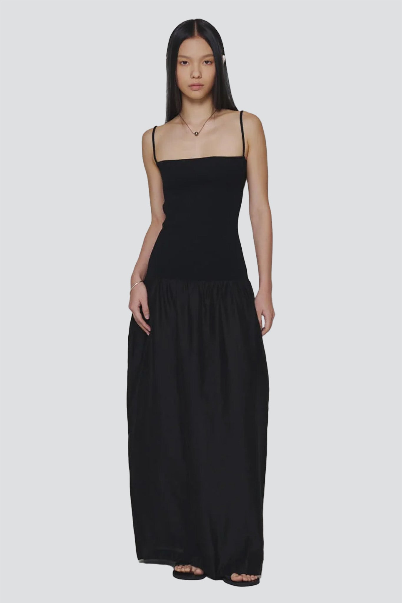 Black Silky Knit Maxi Dress