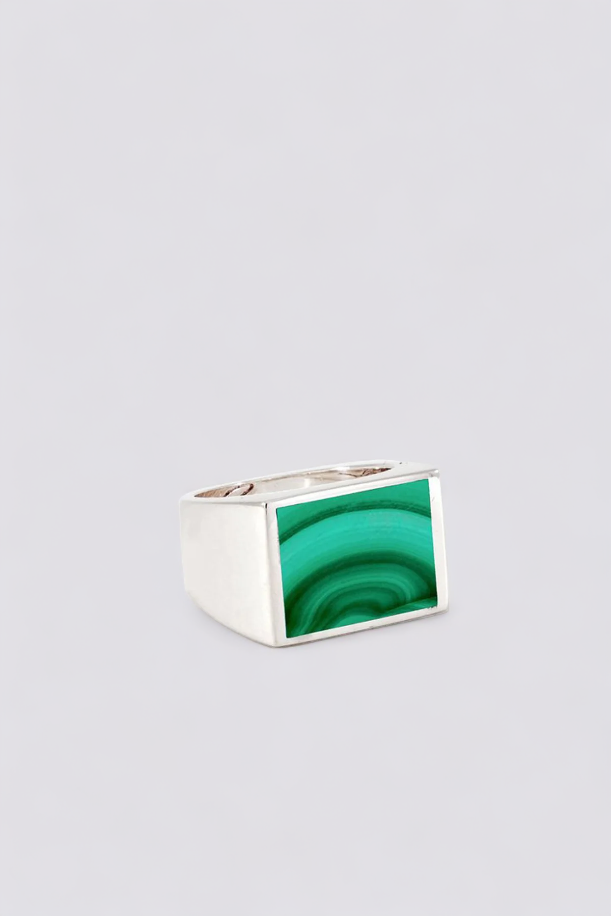 Silver Malachite Signet Ring - Square