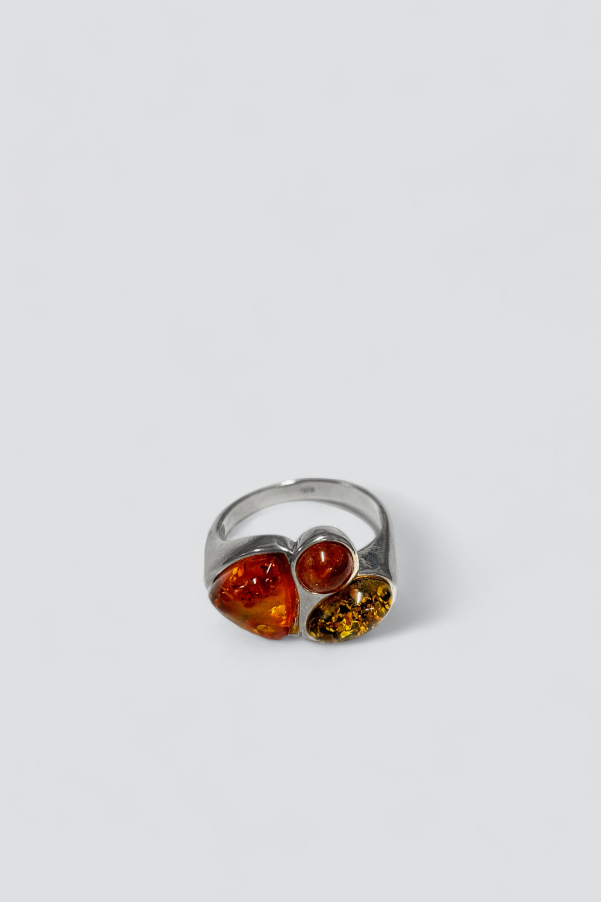 Sterling Silver Amber Shapes Ring