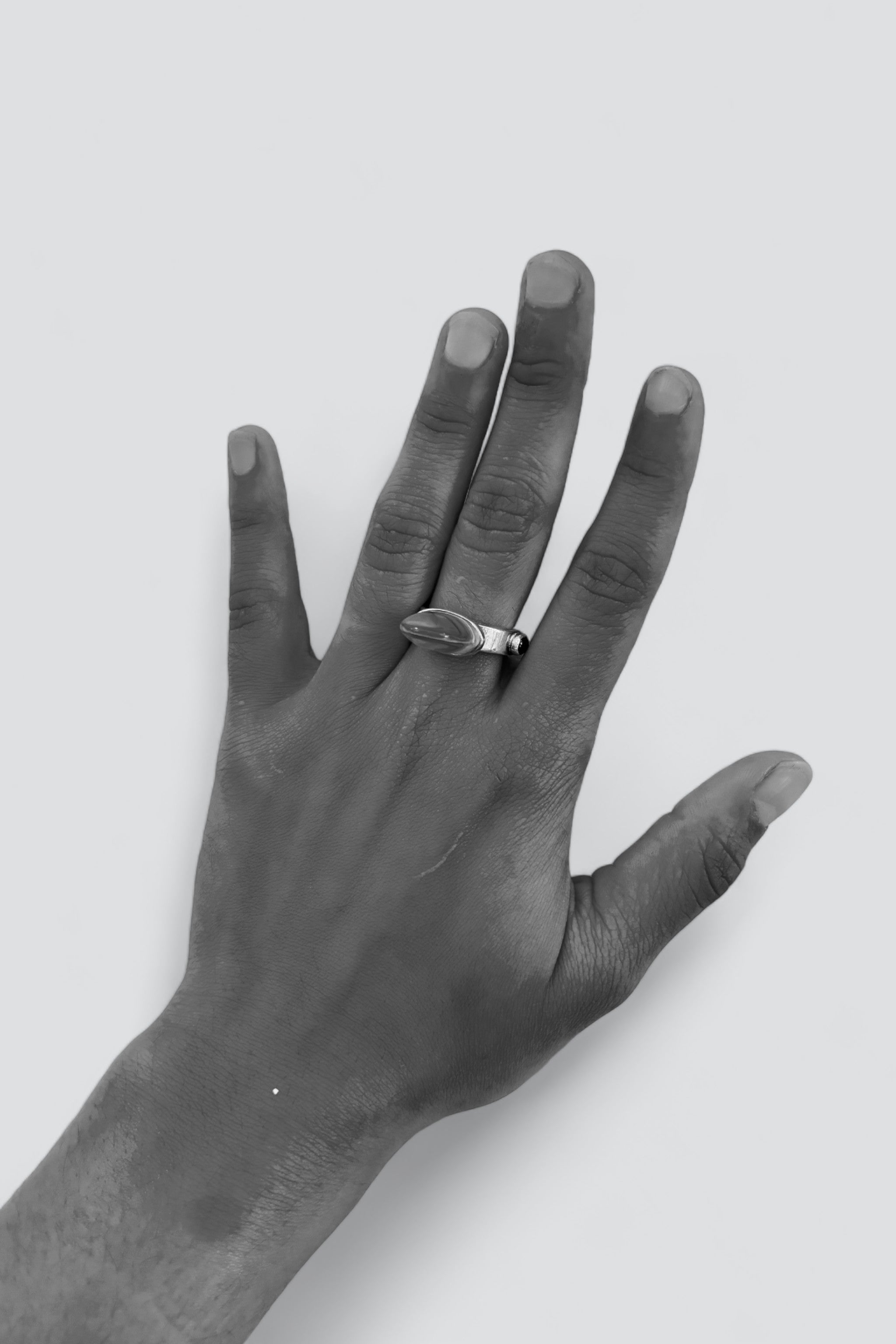 Sterling Silver Quartz Tourmaline Cone Ring