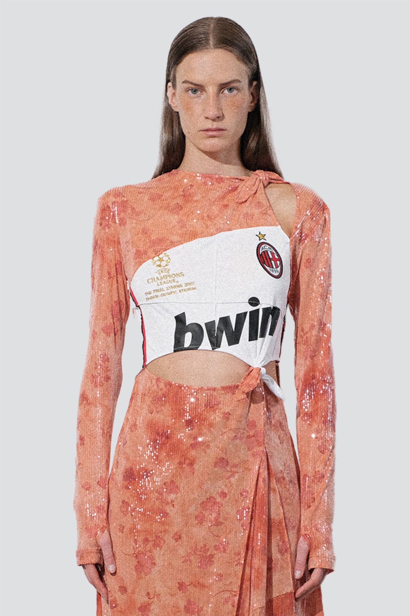 Orange Sunkissed Sequins Football Knots Dress