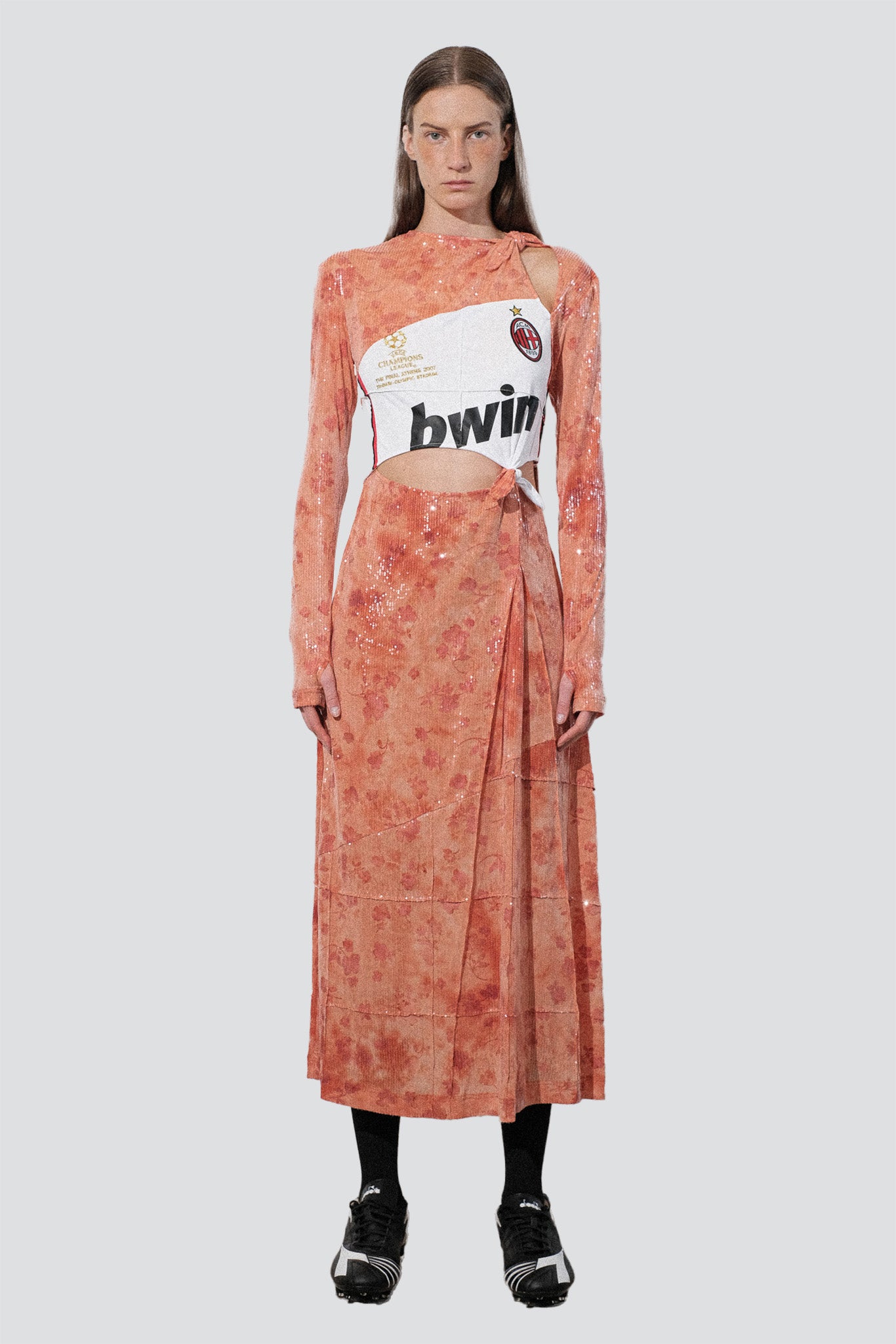 Orange Sunkissed Sequins Football Knots Dress