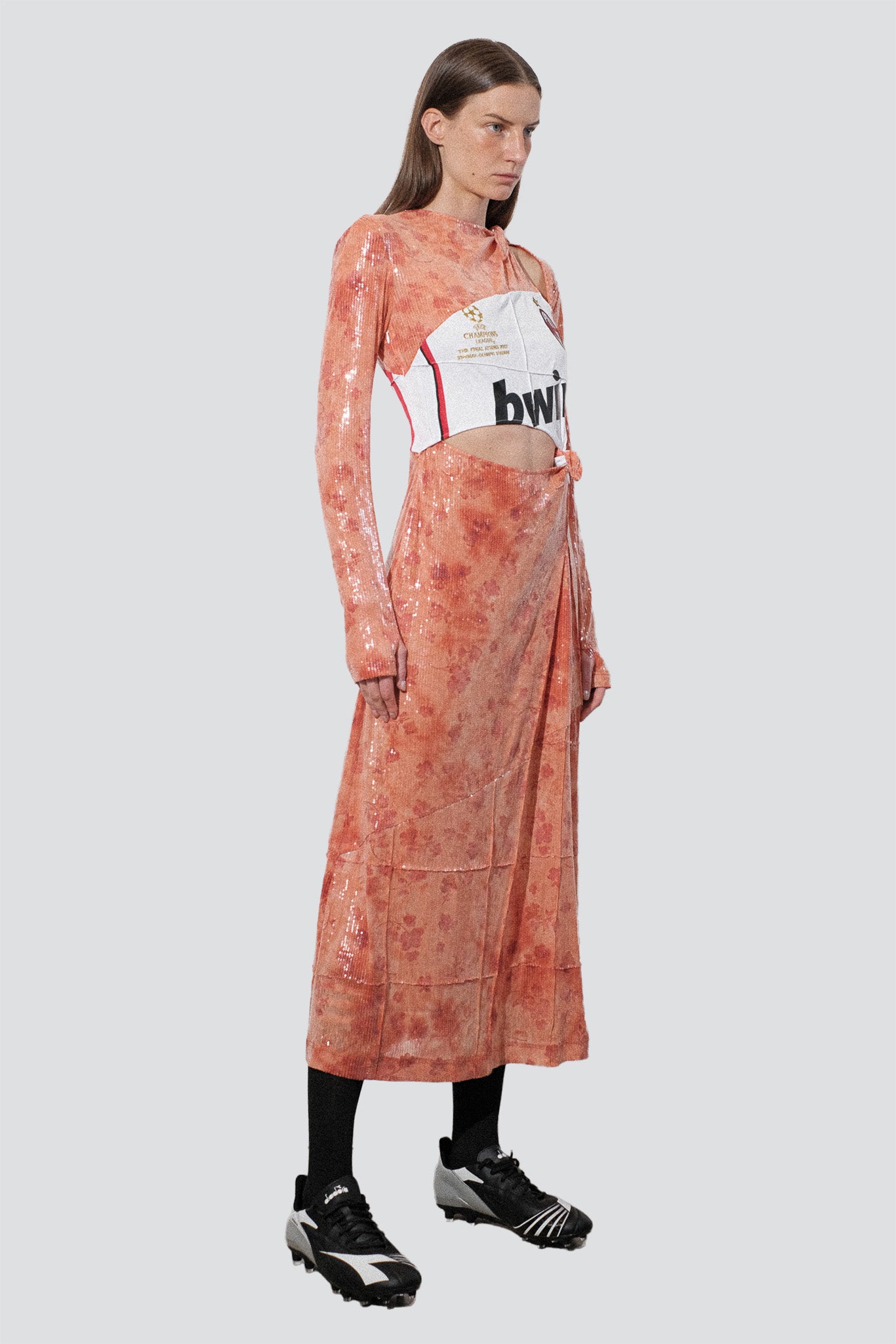 Orange Sunkissed Sequins Football Knots Dress