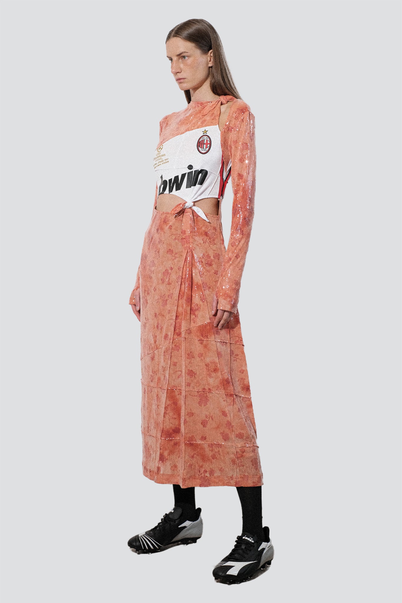 Orange Sunkissed Sequins Football Knots Dress