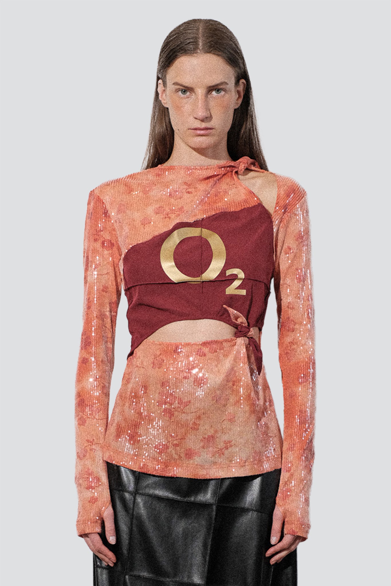 Orange Sunkissed Sequins Football Knots Top