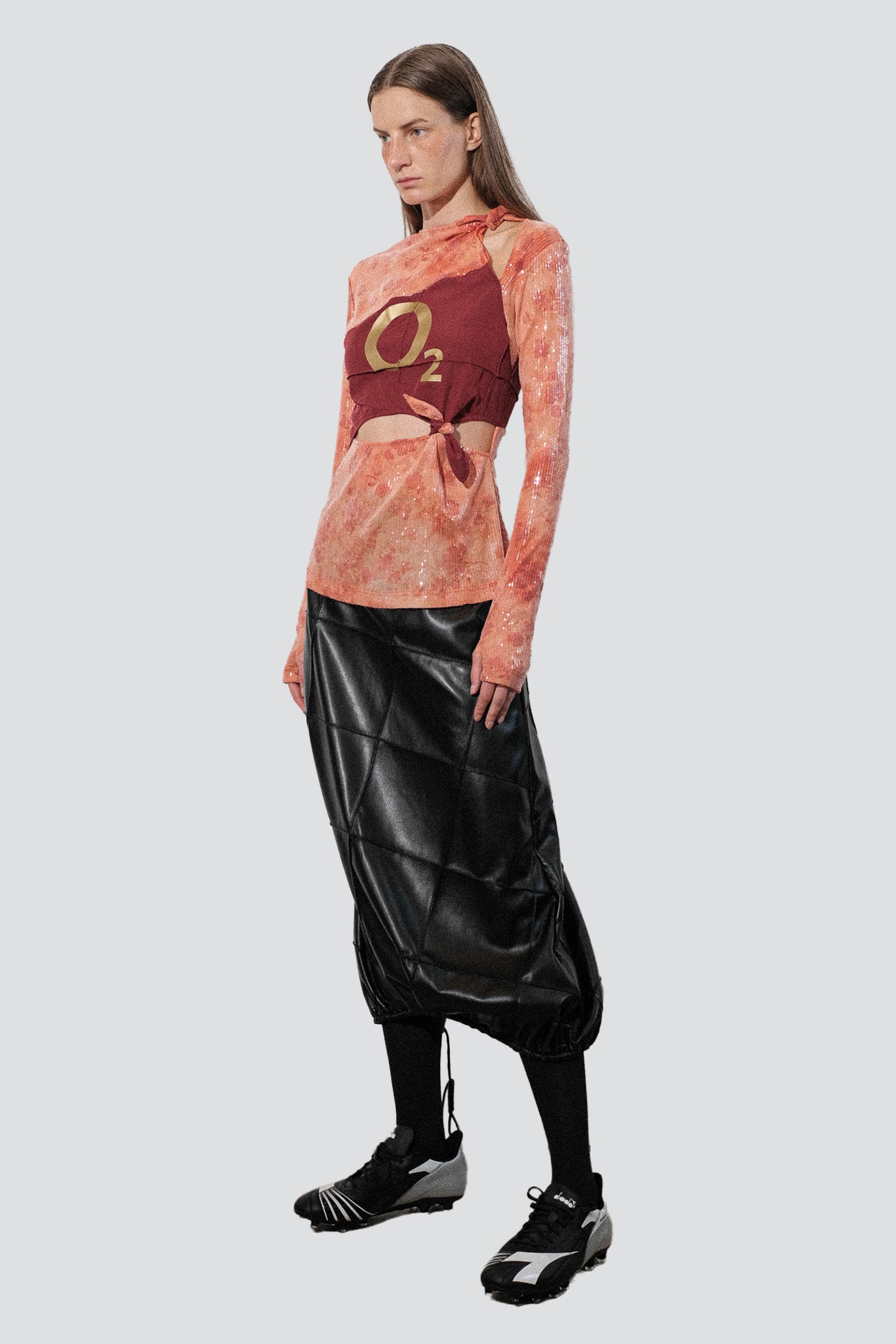 Orange Sunkissed Sequins Football Knots Top