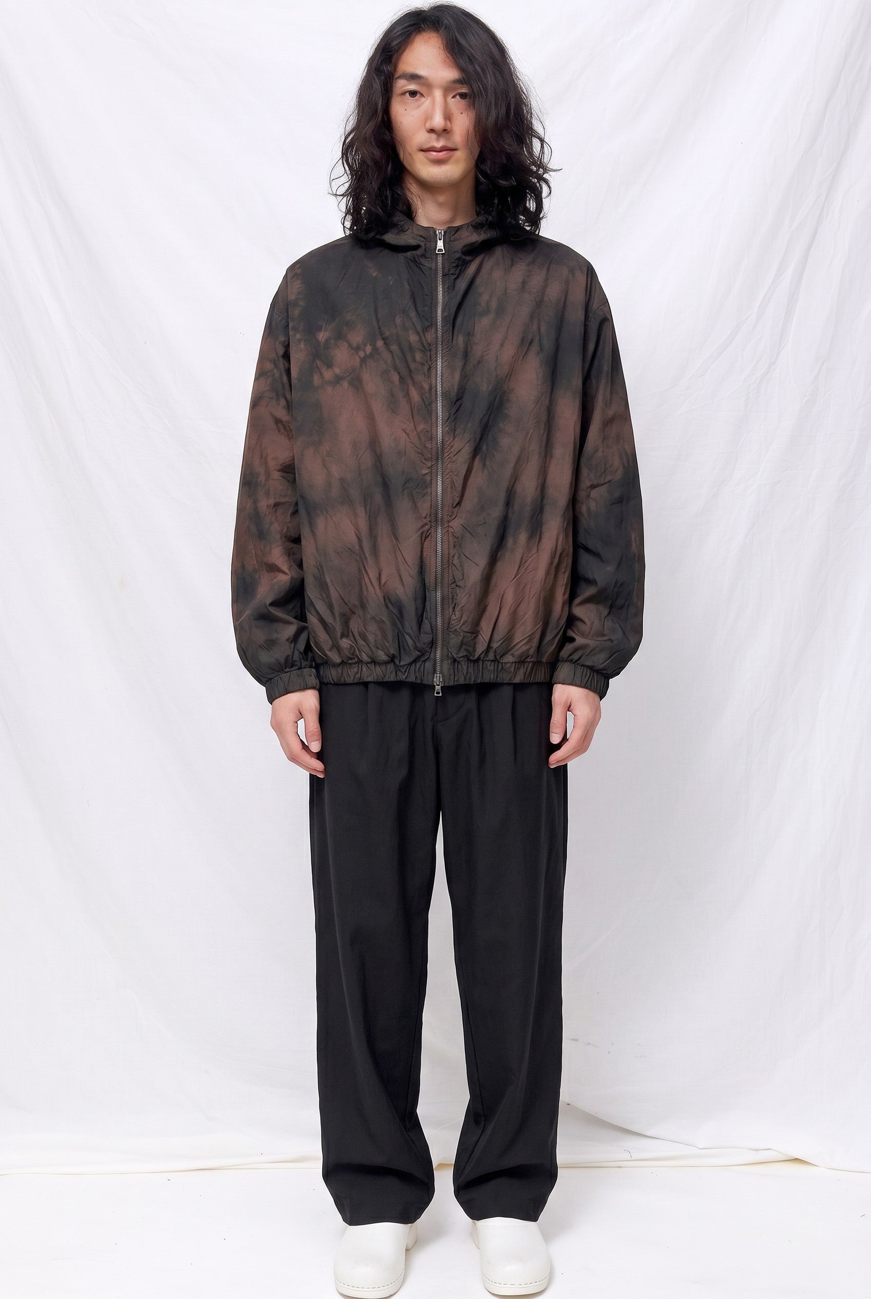 か COLL GARMENTS 216 HOODED JACKET No. 216 Black/Brown Poplin Hooded Zipper Jacket - Gabriela Coll