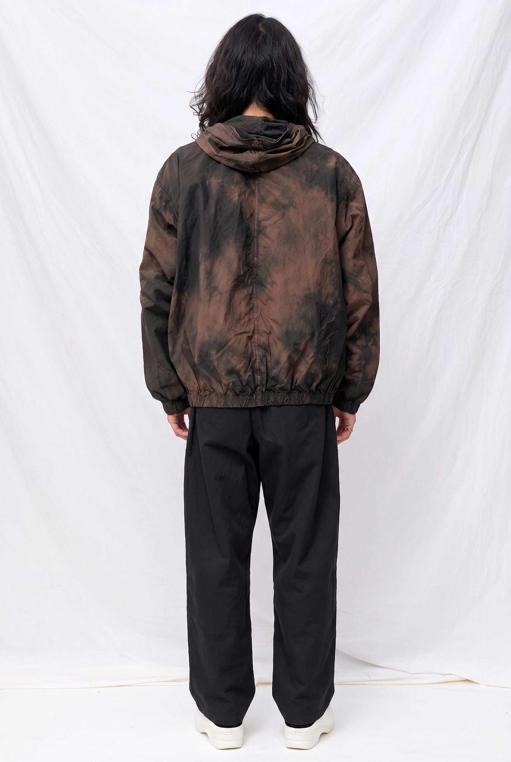 No. 216 Black/Brown Poplin Hooded Zipper Jacket
