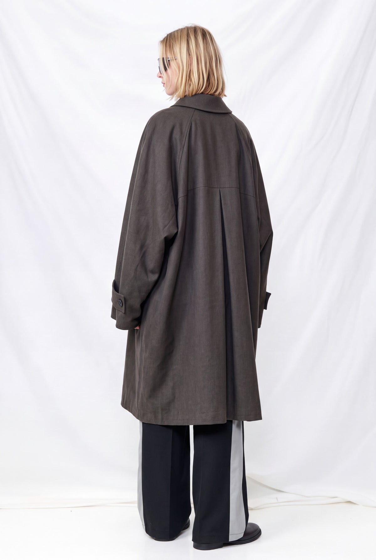 Grey/Black Oversized Double Sided Trench Coat