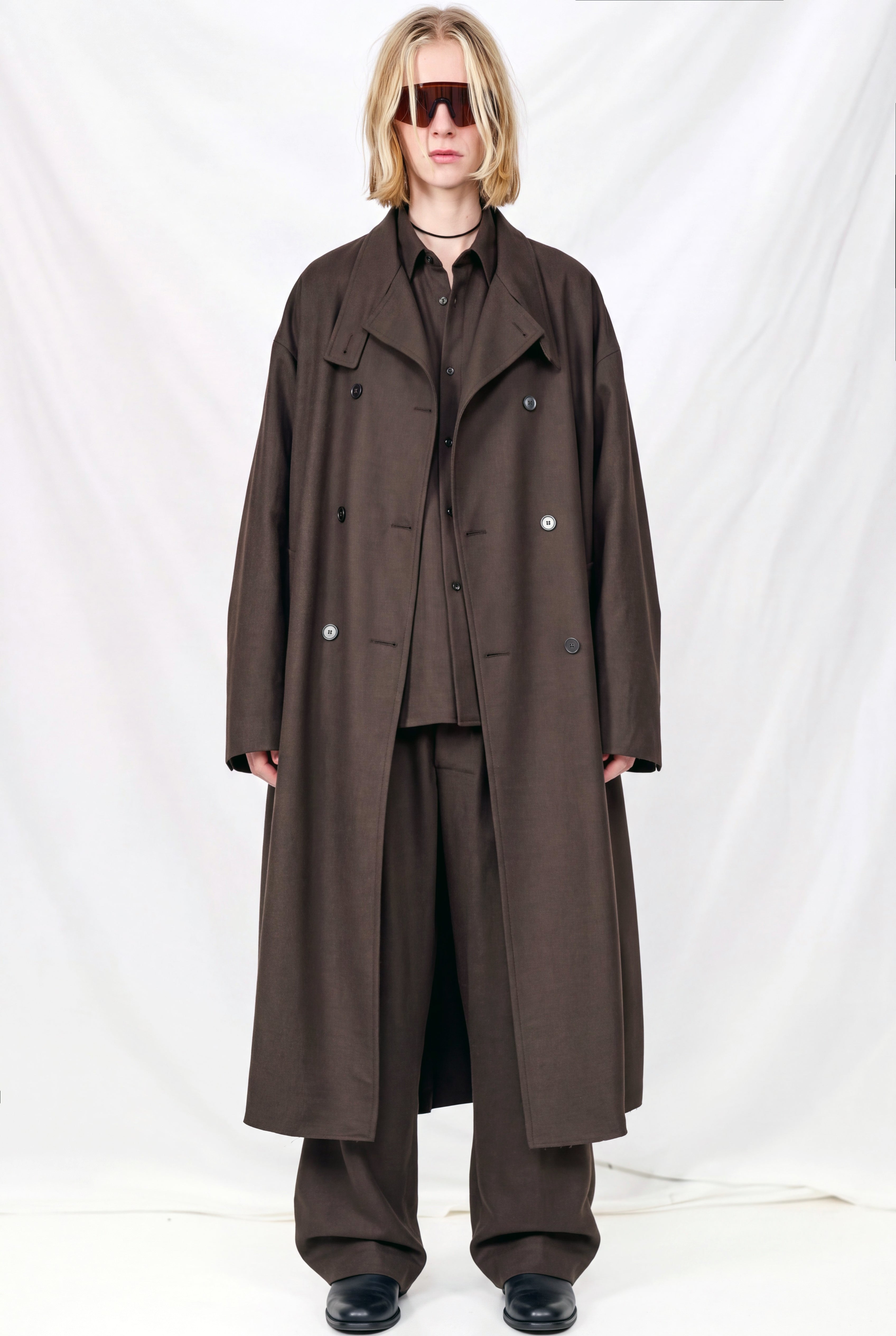 No.65 Brown Heavy Wool Oversized Coat - Gabriela Coll Garments