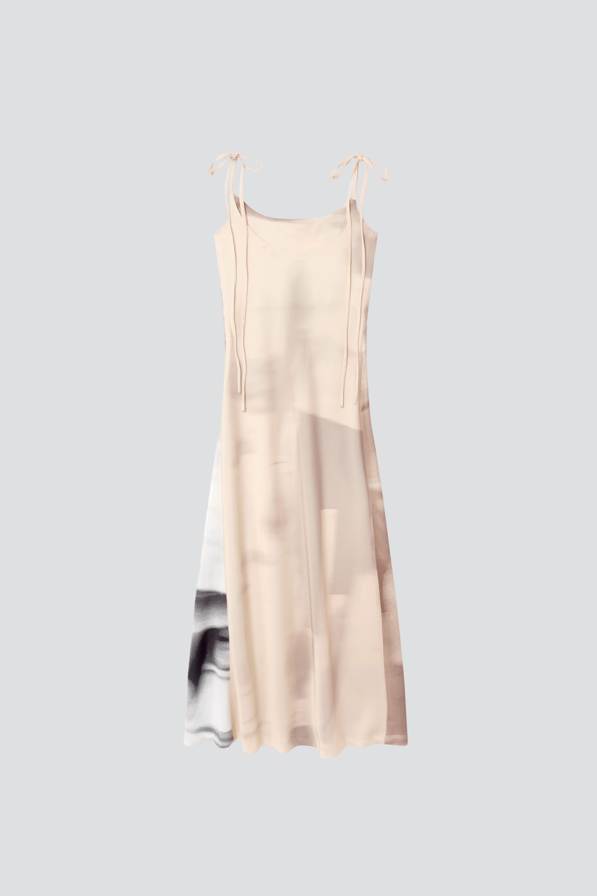 Silk Motion Blur Sepia Ankle Dress