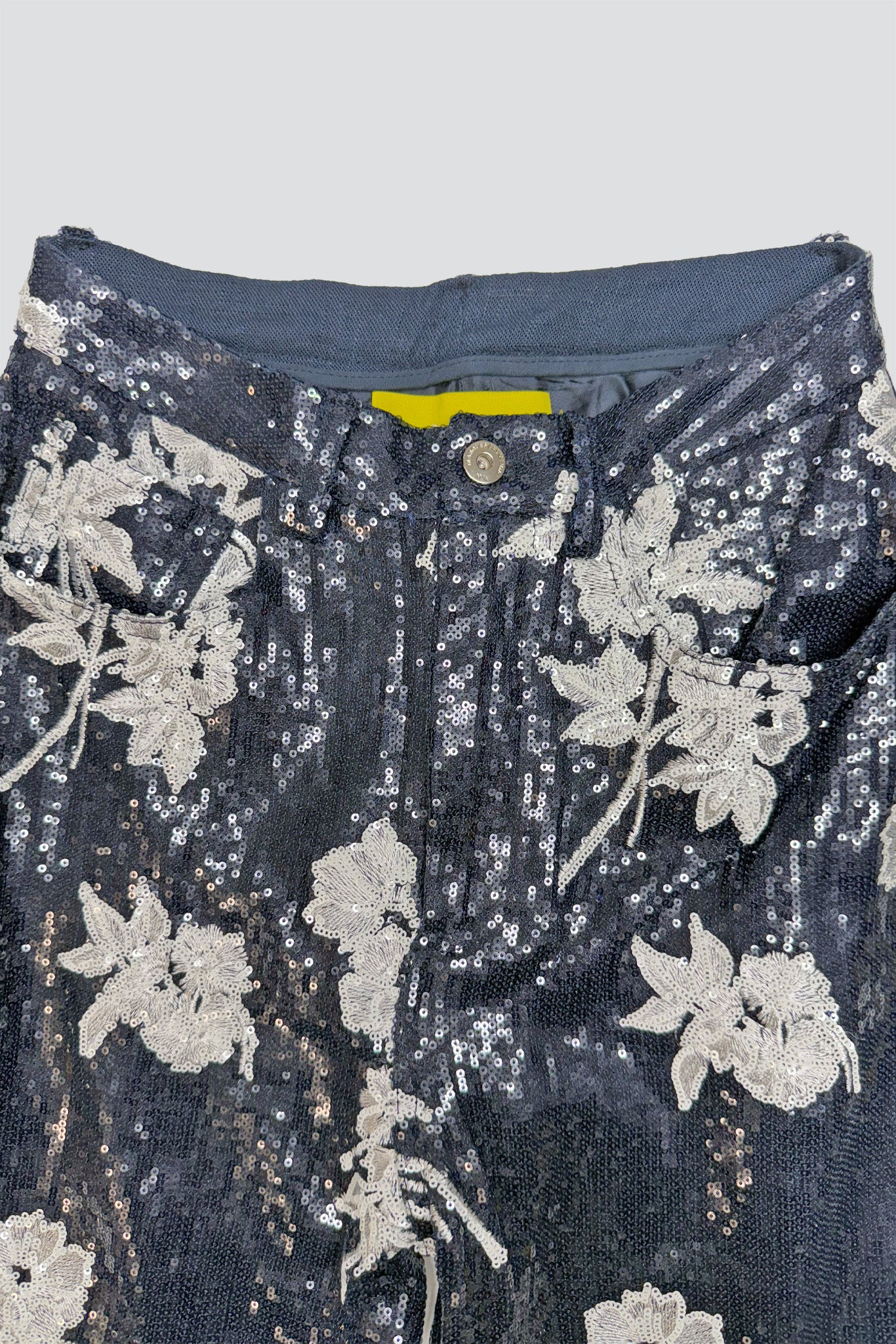 Navy Sequin Boyfriend Style Trousers