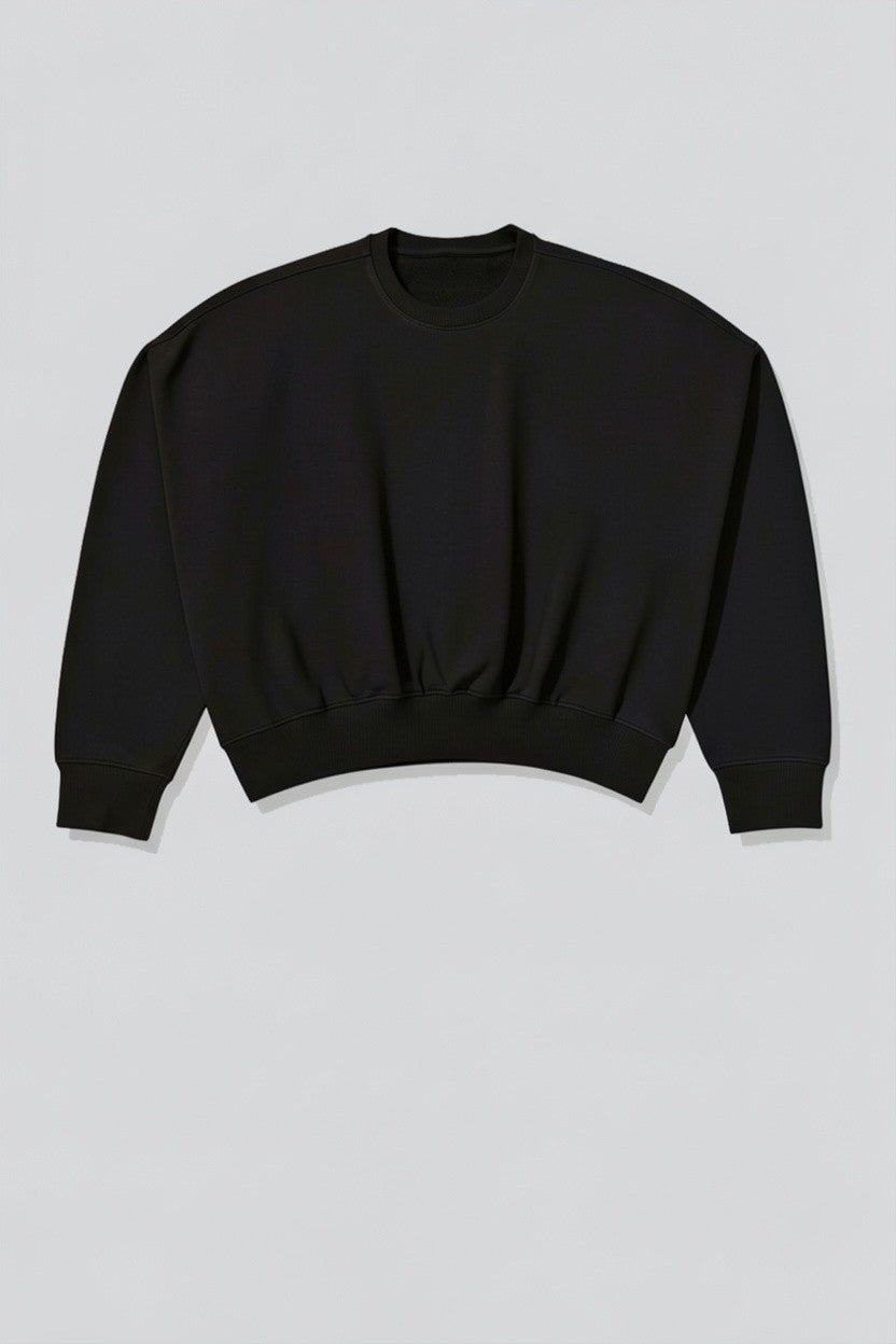 Black Cropped Crewneck