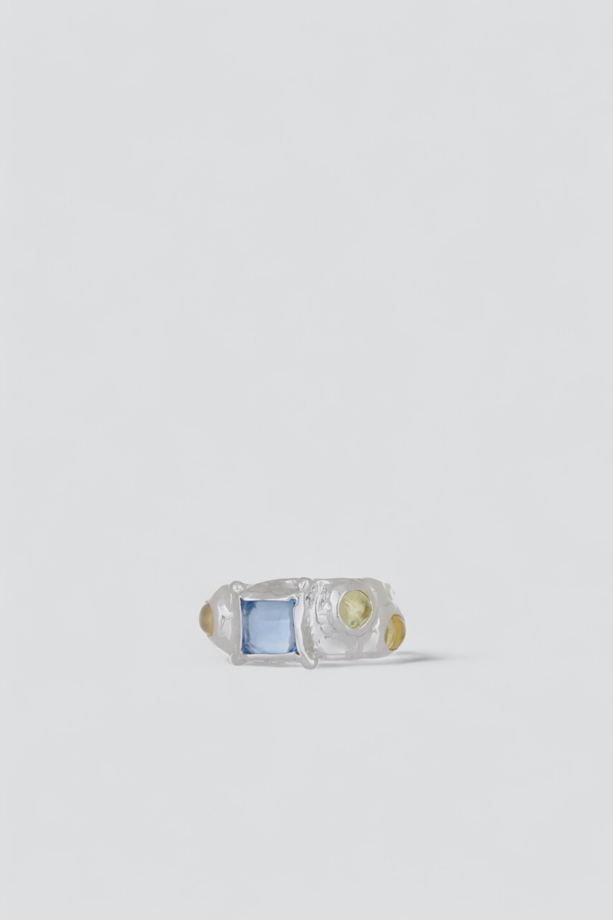 Silver/Light Blue Suede Ring
