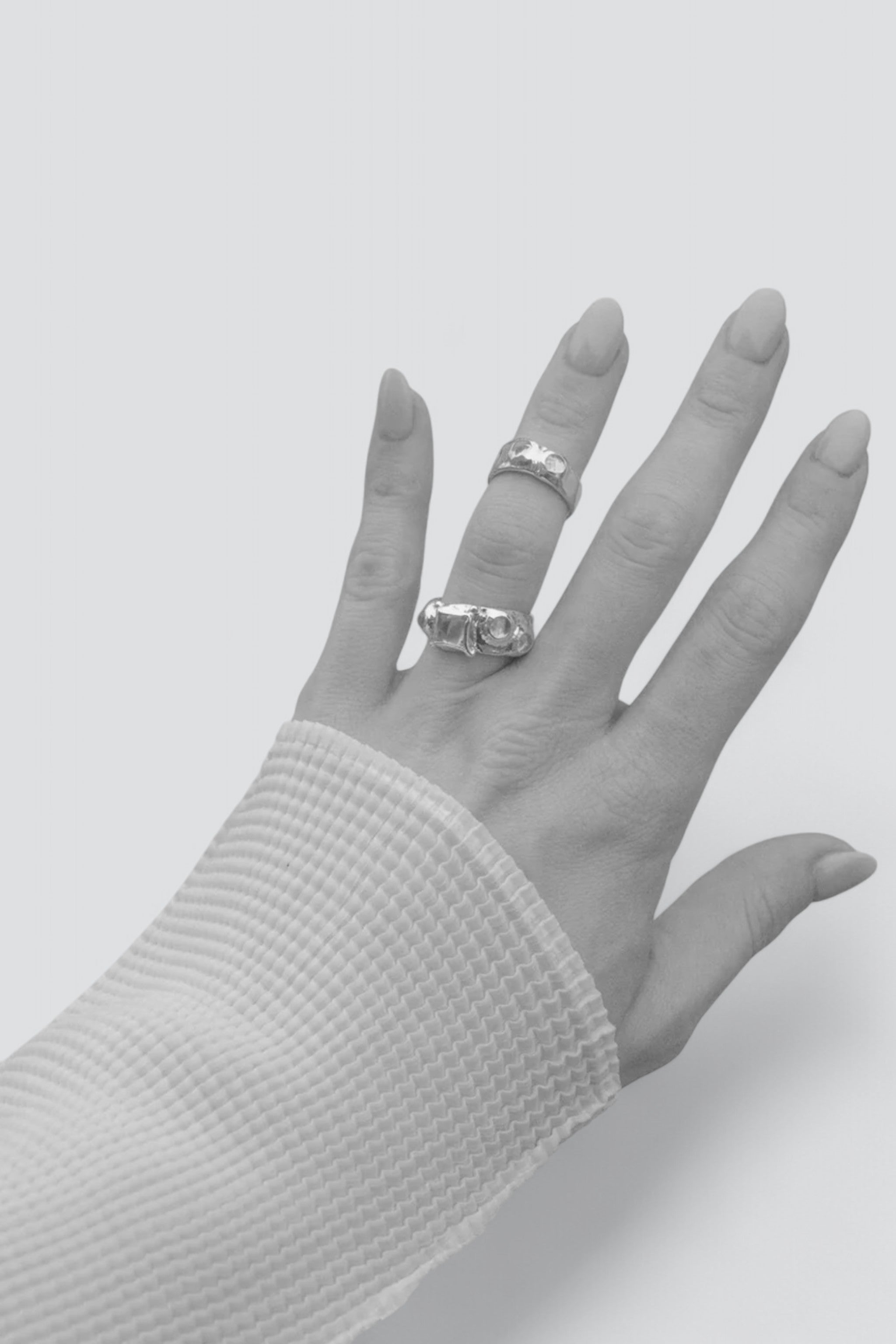 Silver/Light Blue Suede Ring