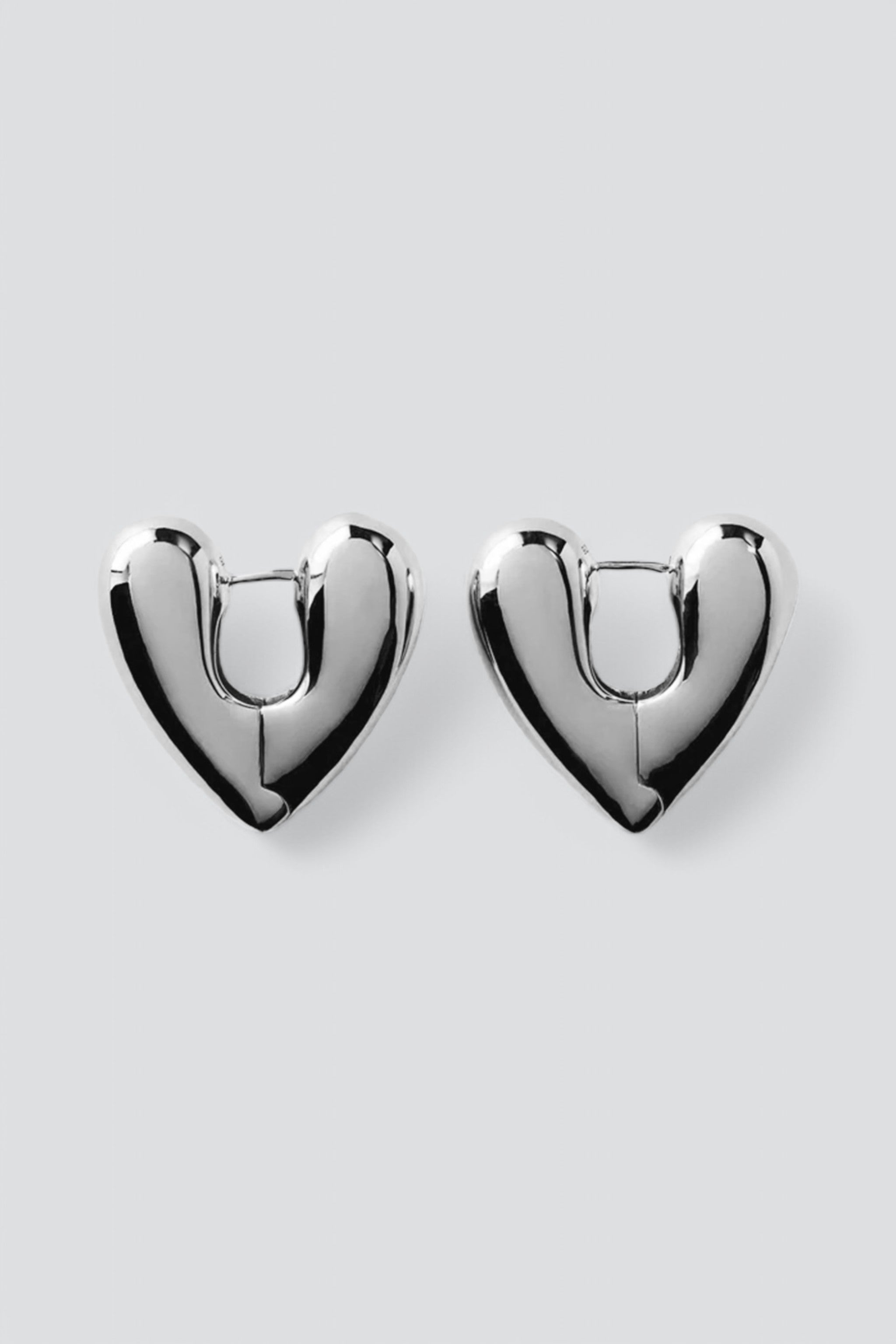 Silver Large Heart Hoops