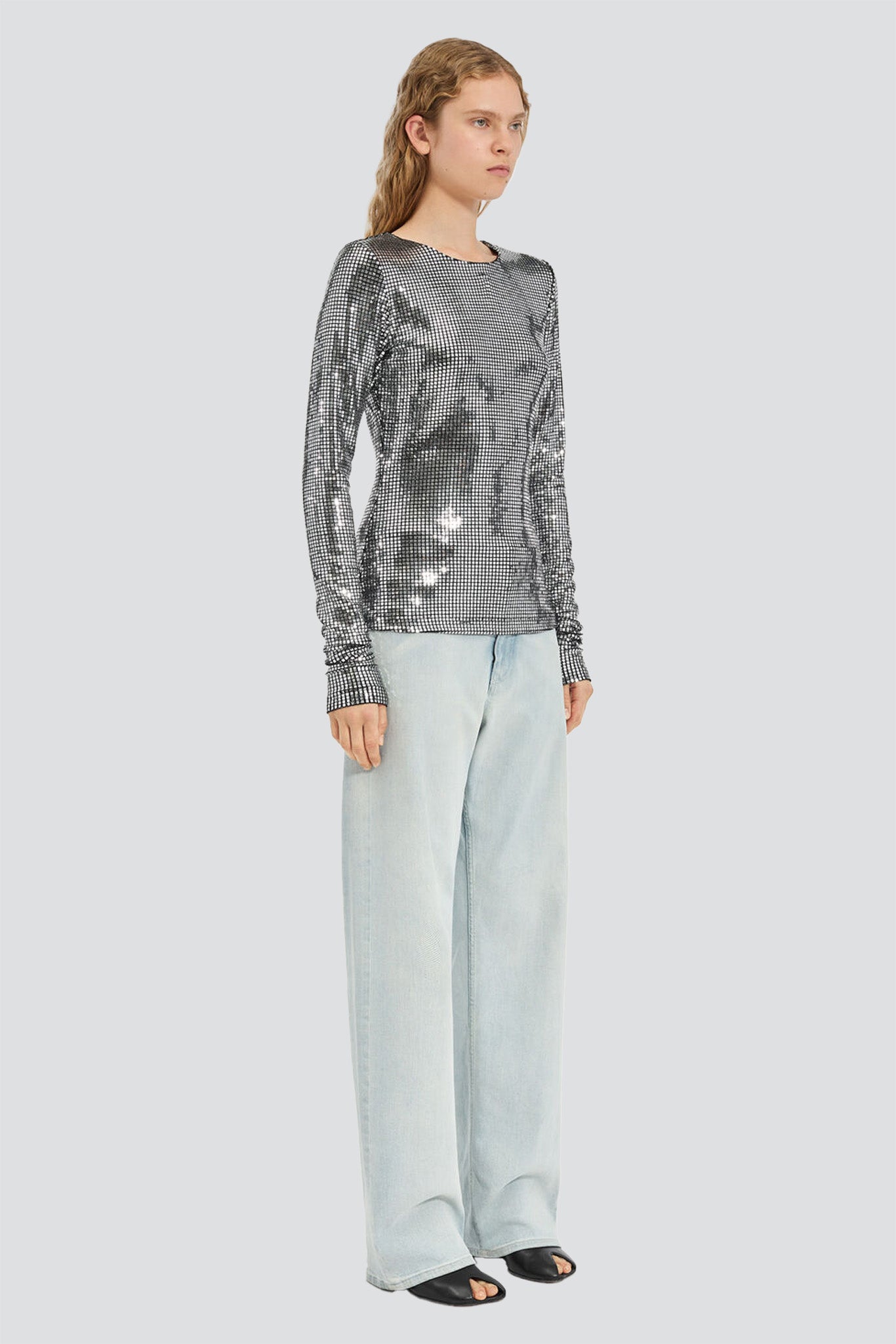 Silver Long-Sleeved Top