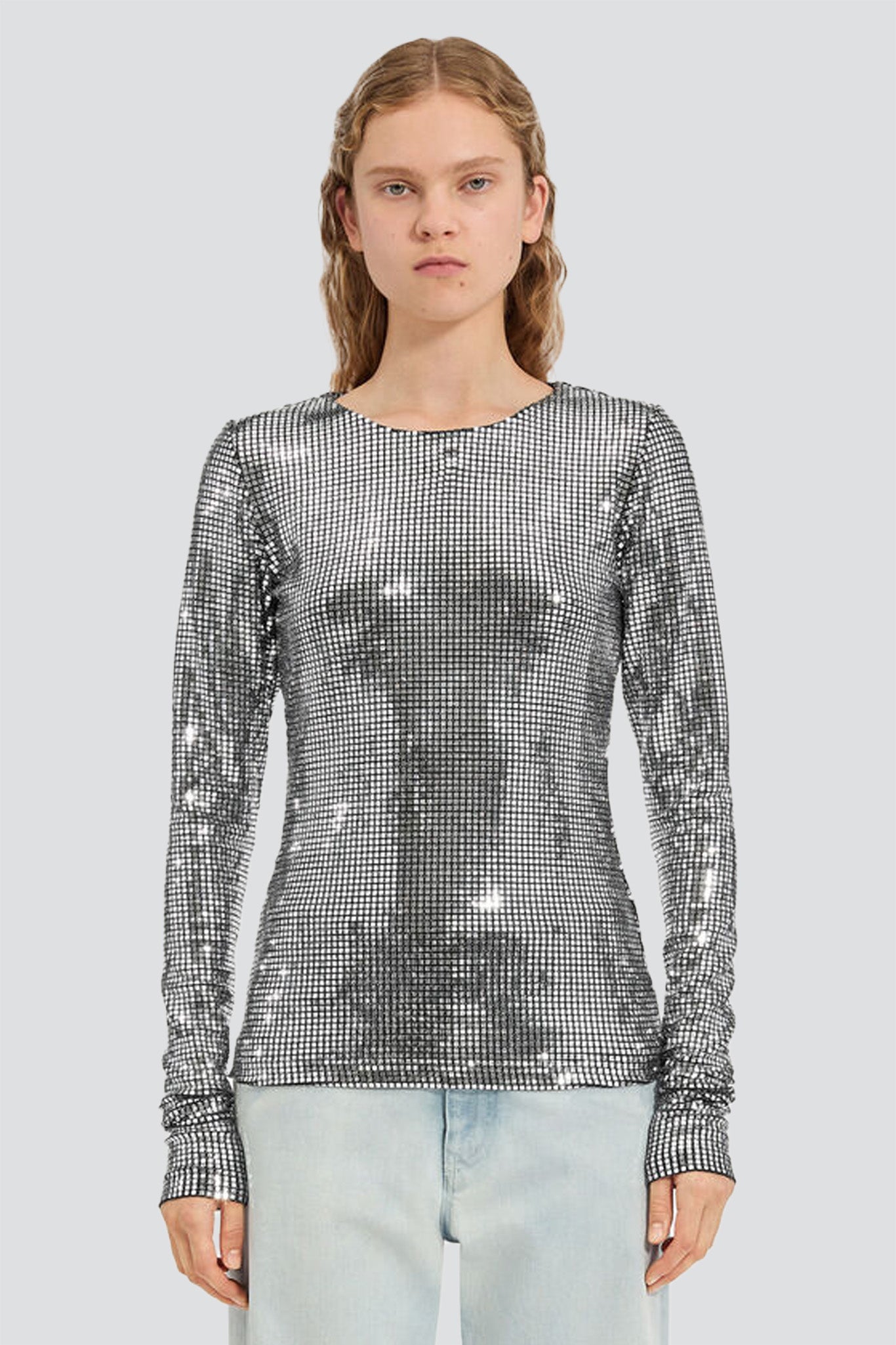 Silver Long-Sleeved Top
