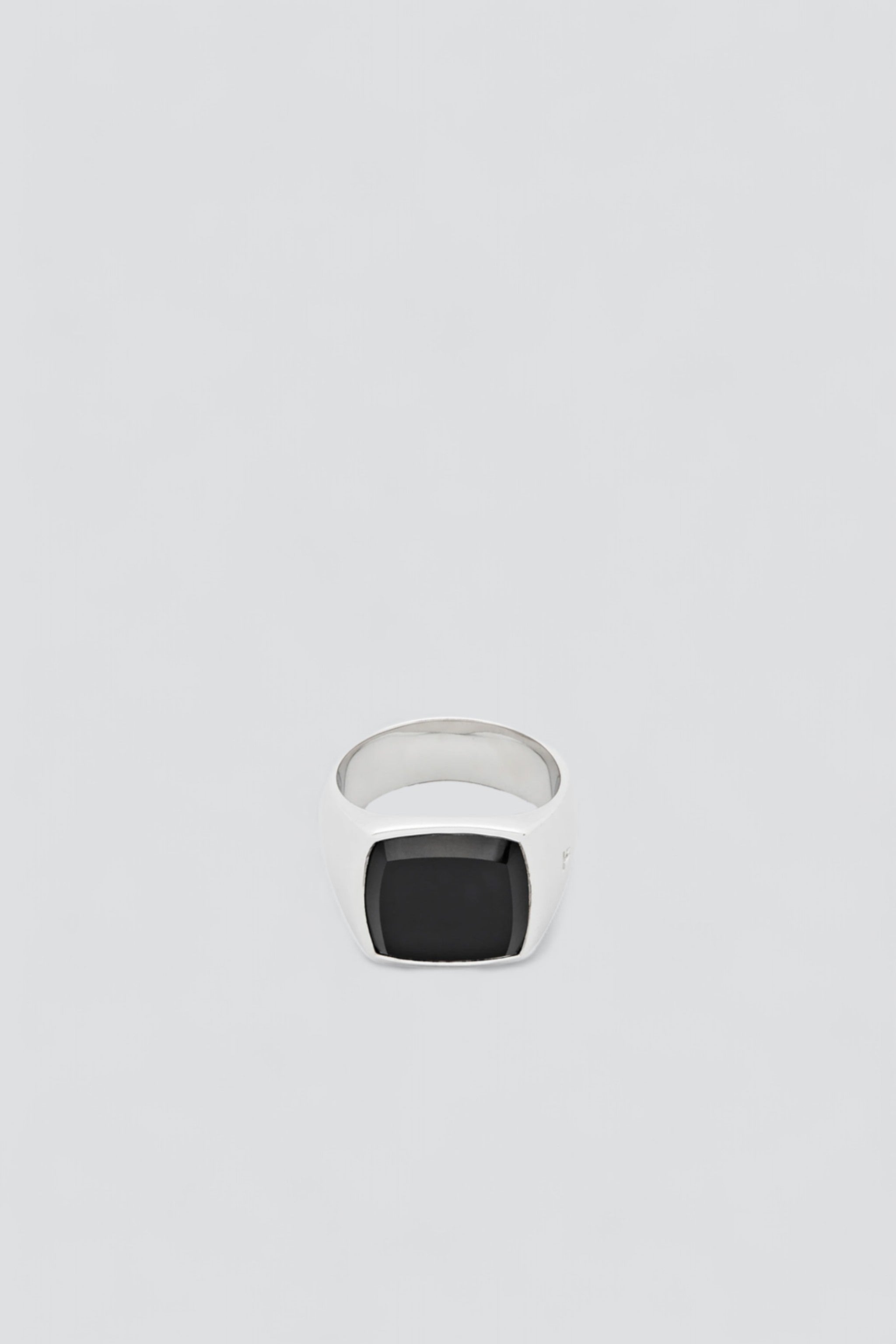Silver M Cushion Black Onyx Ring