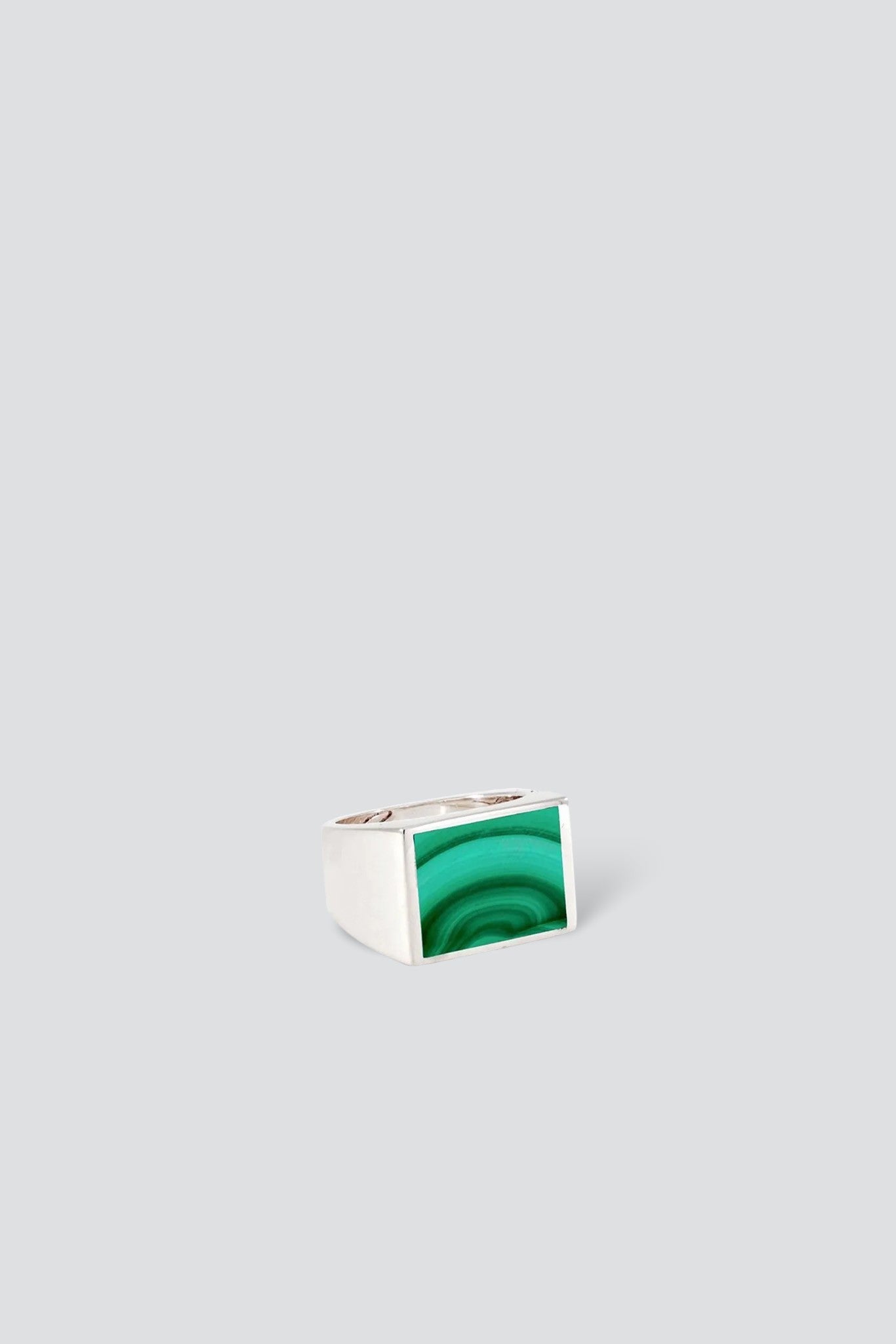 Silver Malachite Signet Ring - Square
