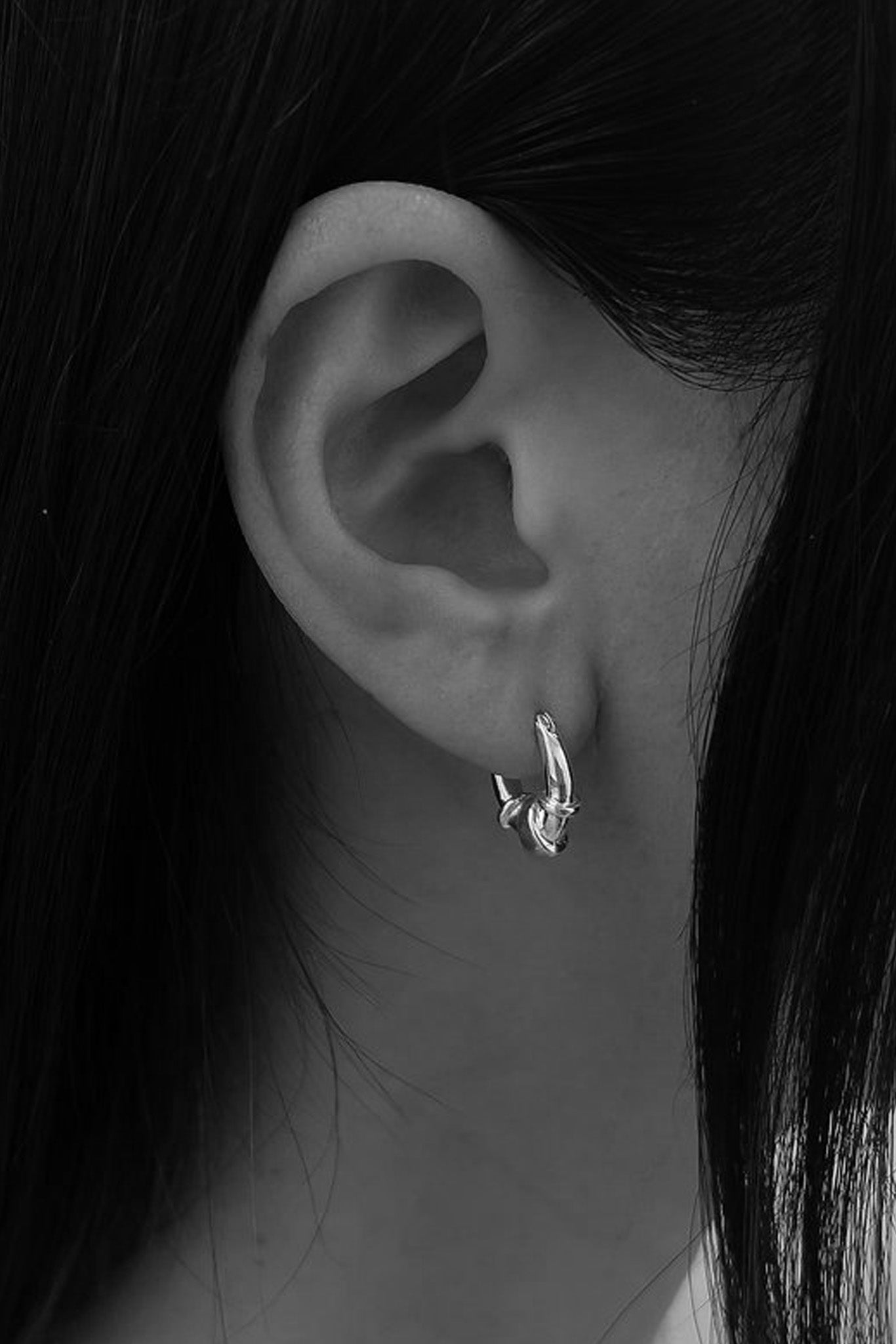 Silver Orbital Huggie Hoops