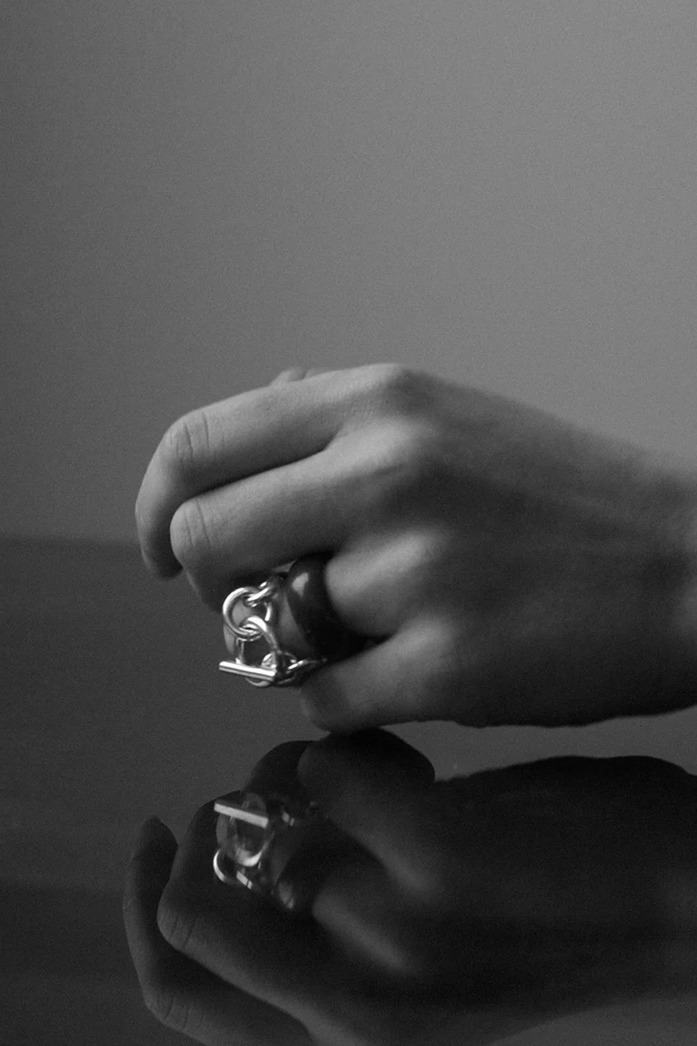 Silver Tapered Link Ring