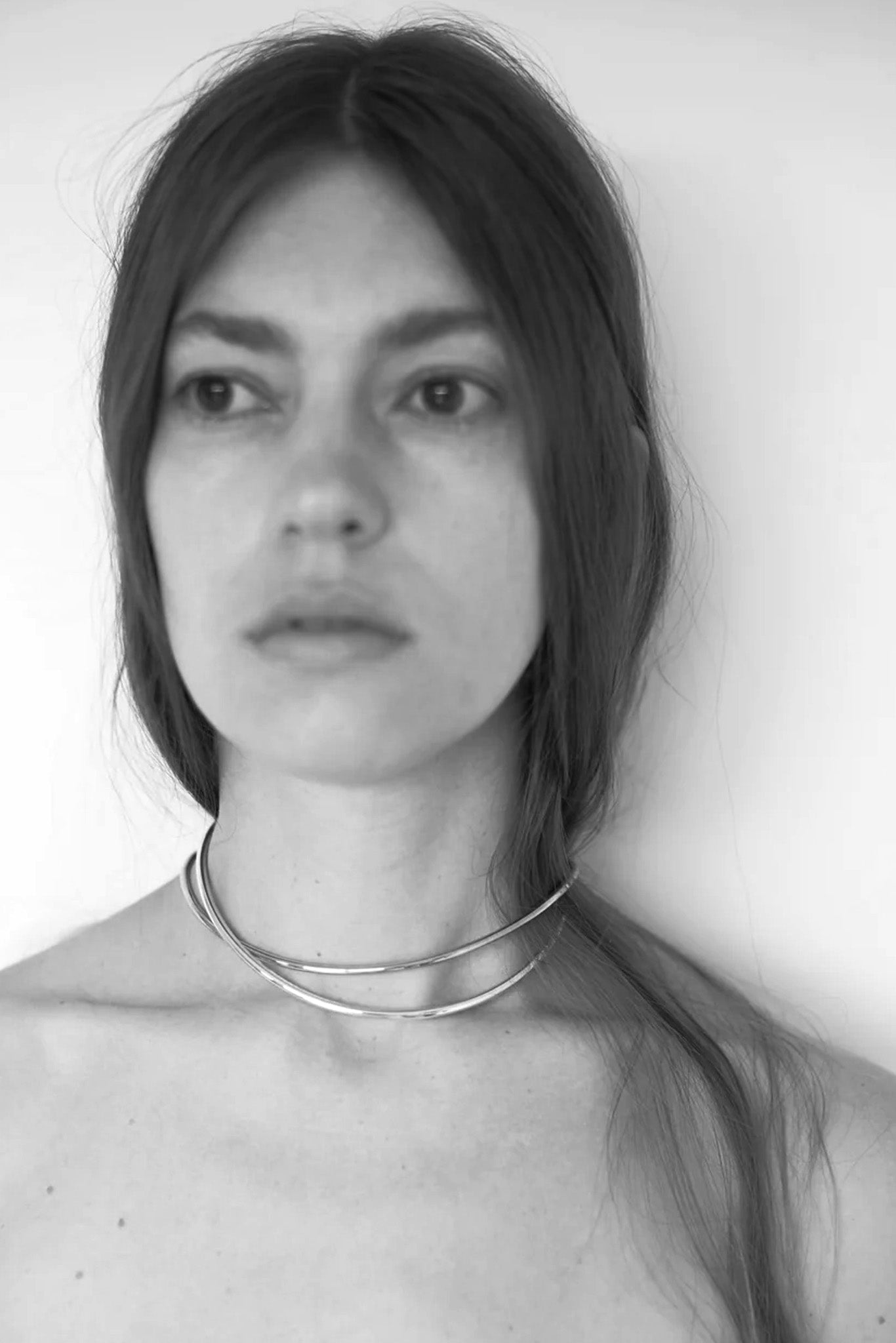 Silver Tube Collar w/ String