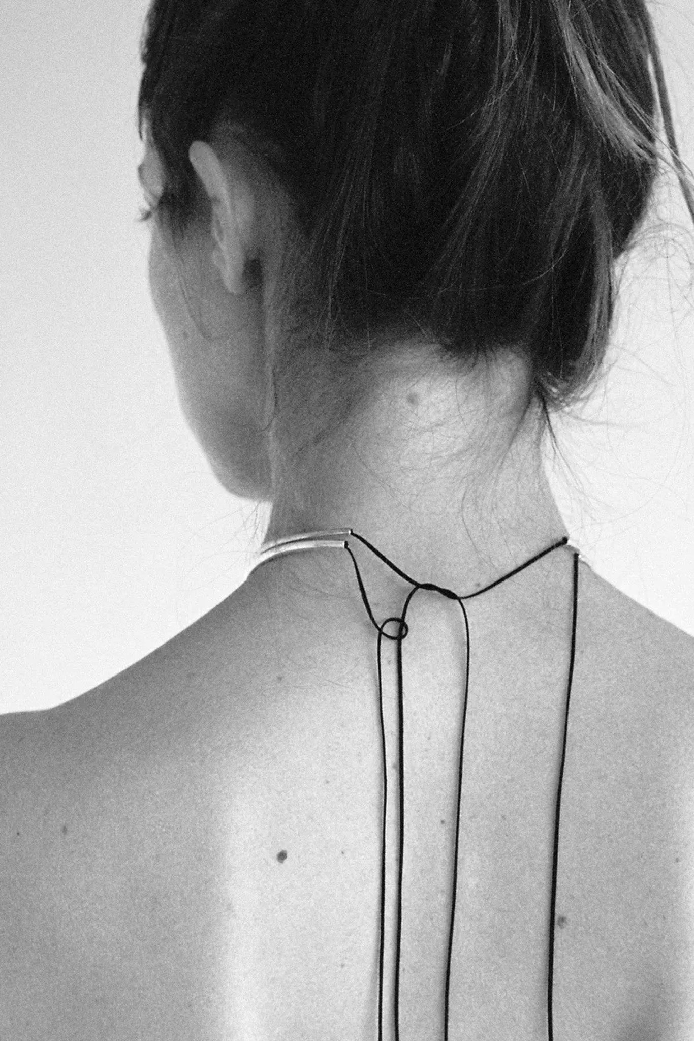 Silver Tube Collar w/ String