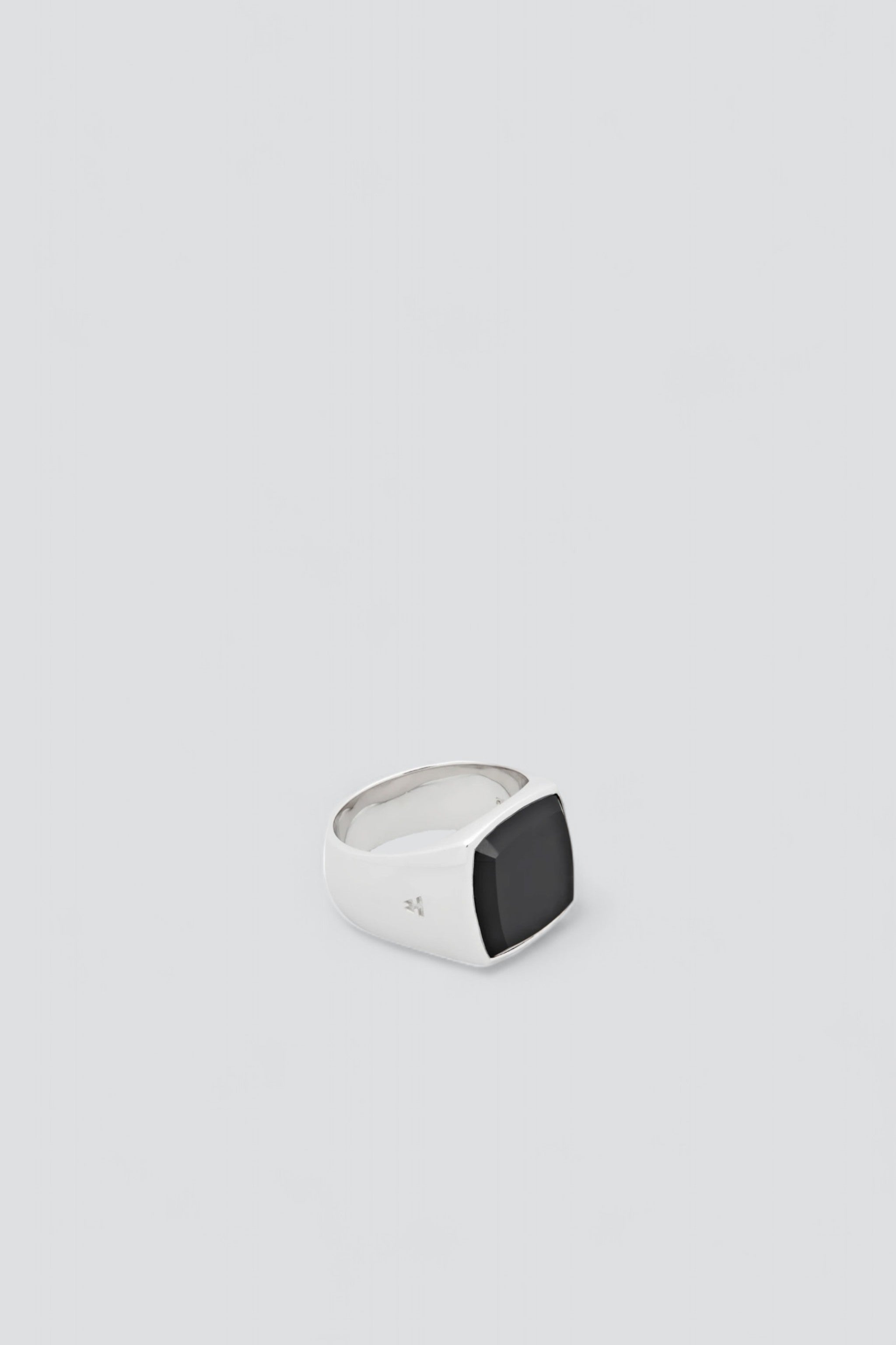 Silver W Cushion Black Onyx Ring
