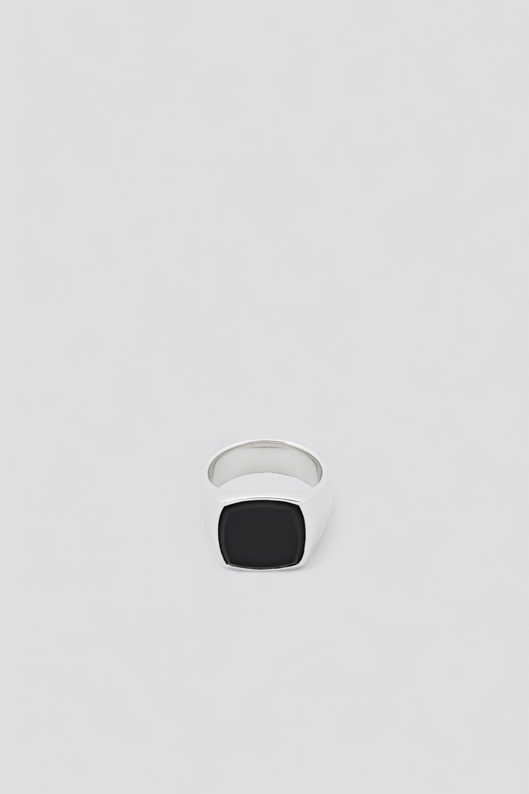 Silver W Cushion Black Onyx Ring