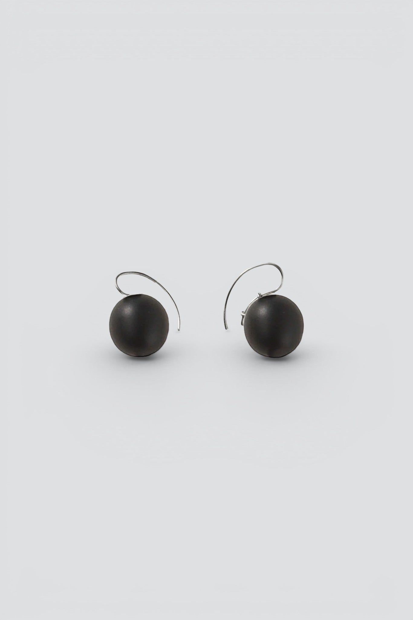 Silver/Black Shungite Stone Sphere Drop Earrings