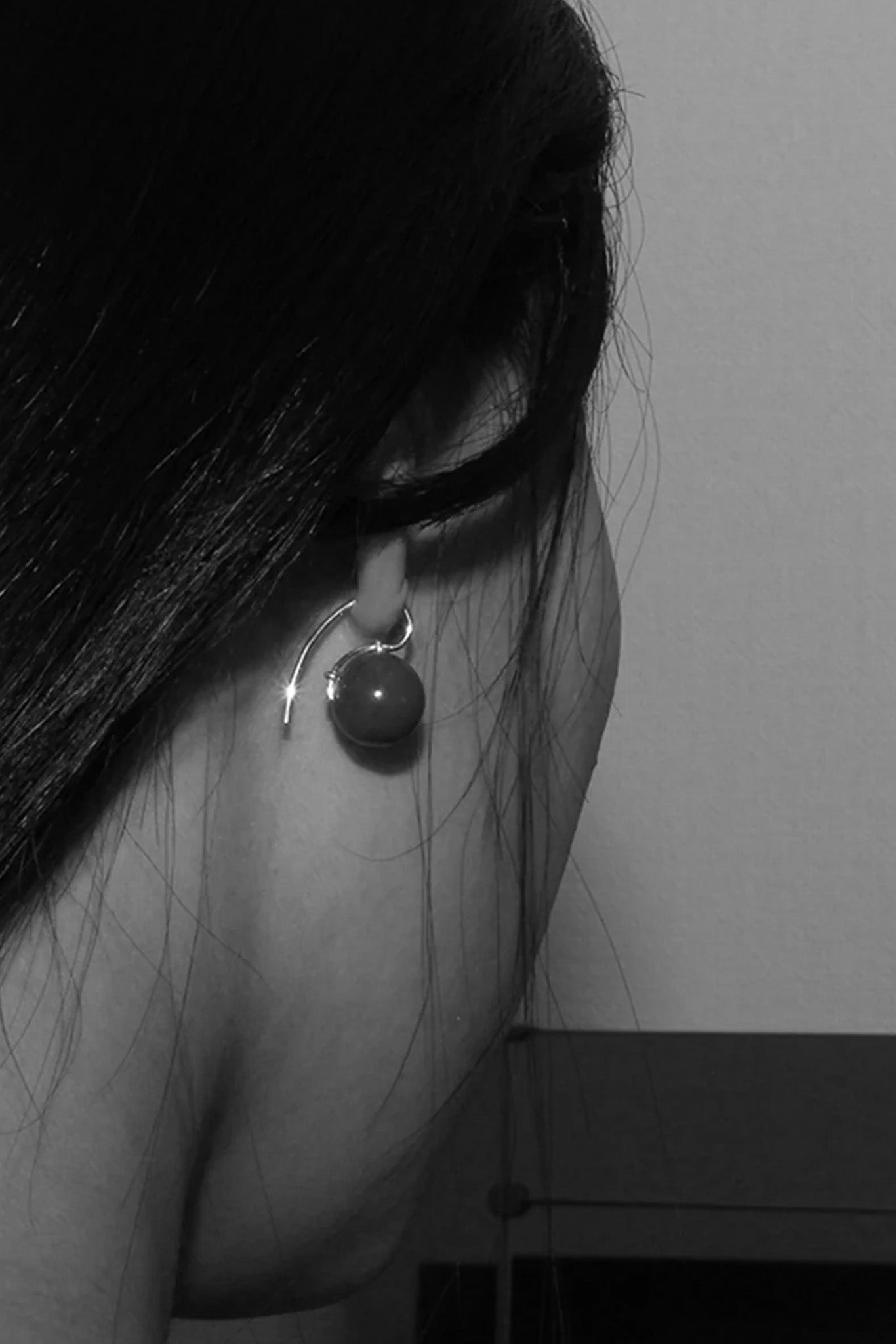 Silver/Green Serpentine Stone Sphere Drop Earrings