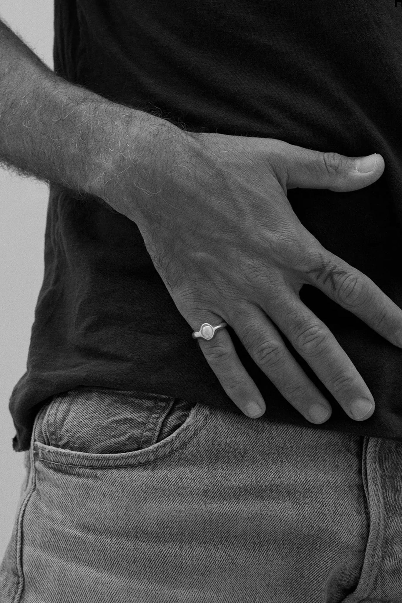 Sterling Silver Simple Perlita Ring