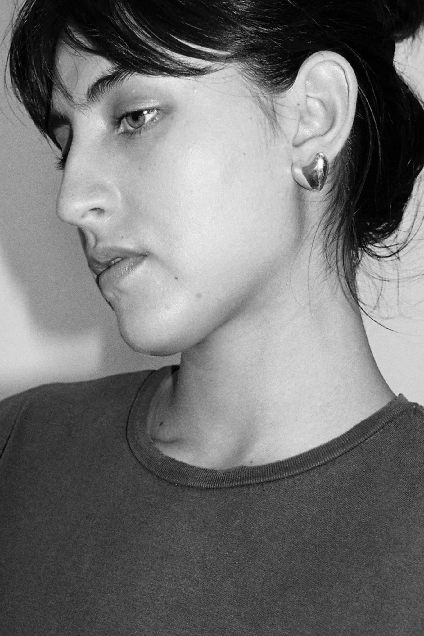 Silver Small Voluptuous Heart Earrings