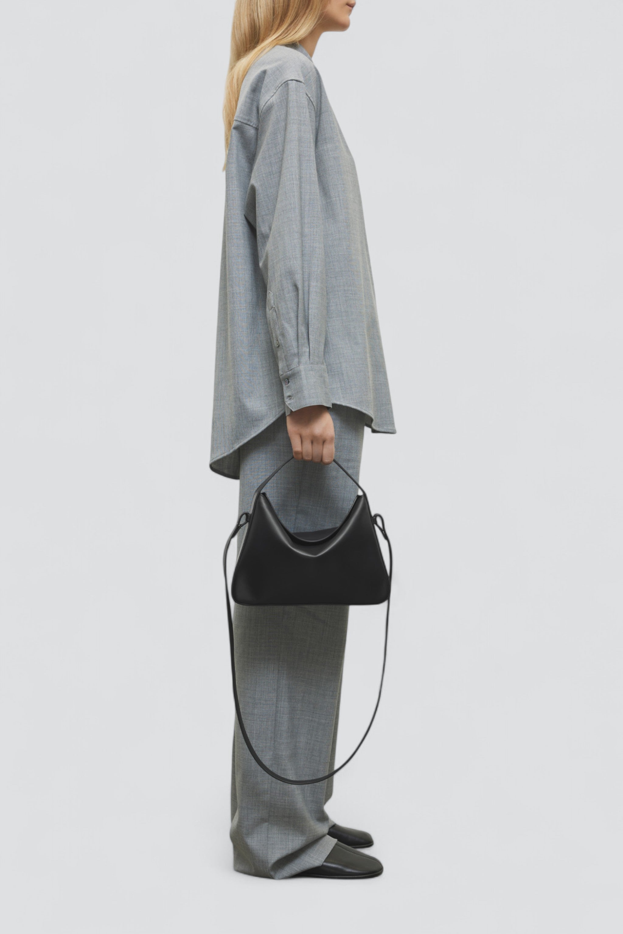 Black Soft Baguette Crossbody Bag
