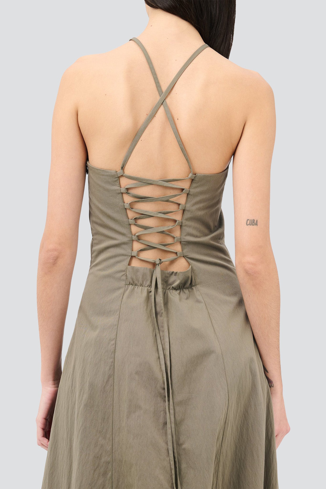 Solaro Sage Tide Cotton Nylon Poise Dress