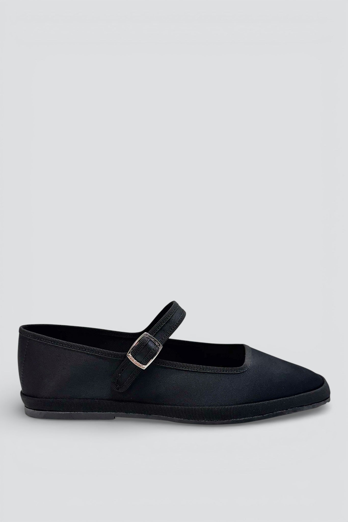 Black Satin Square Toe Mary Jane