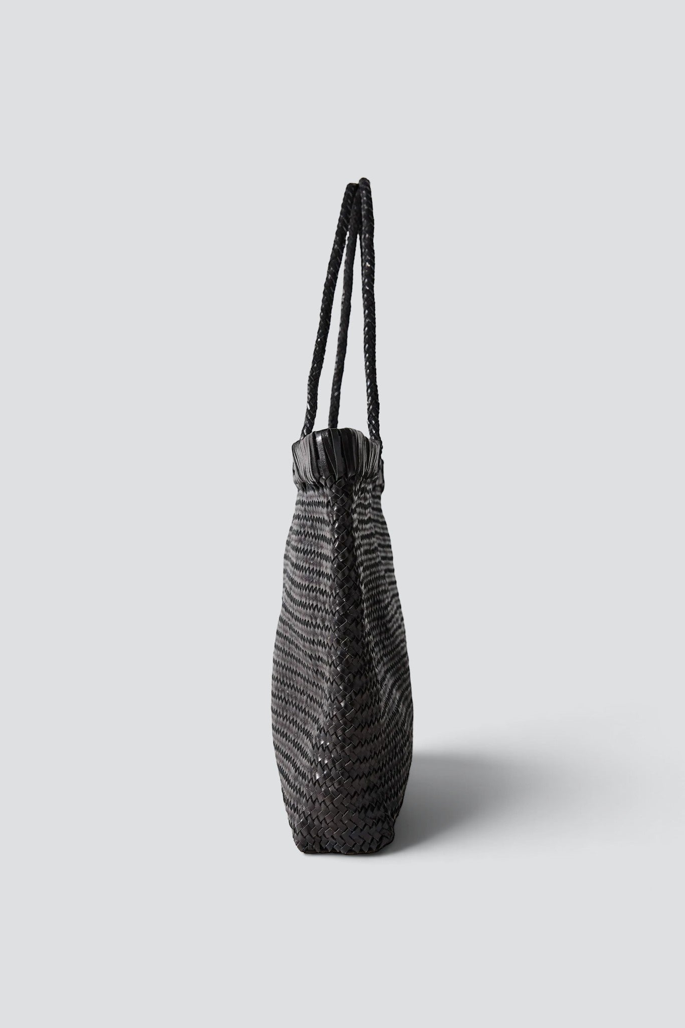 Black Wide Bagu Woven Tote