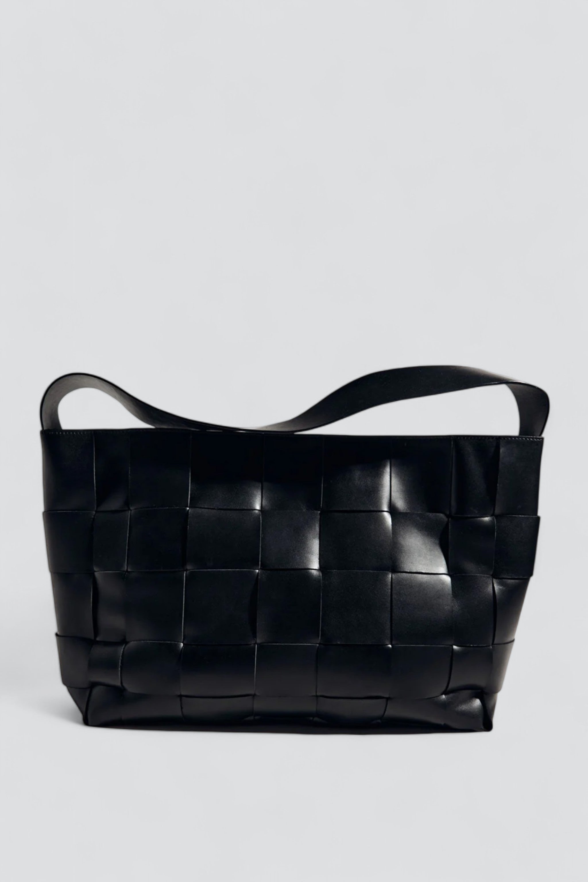 Black Woven Large Tote
