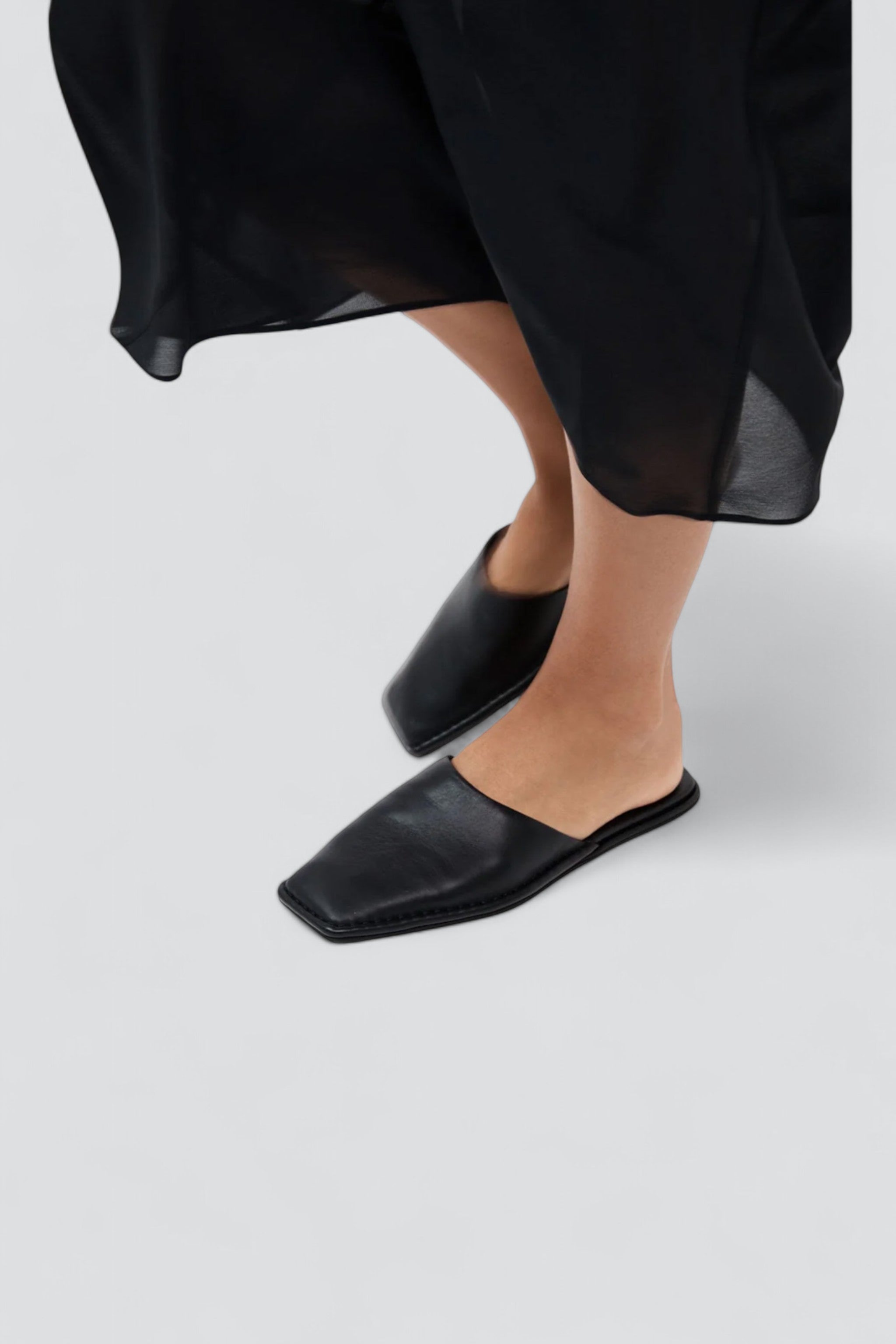 Black Soft Square Toe Flat