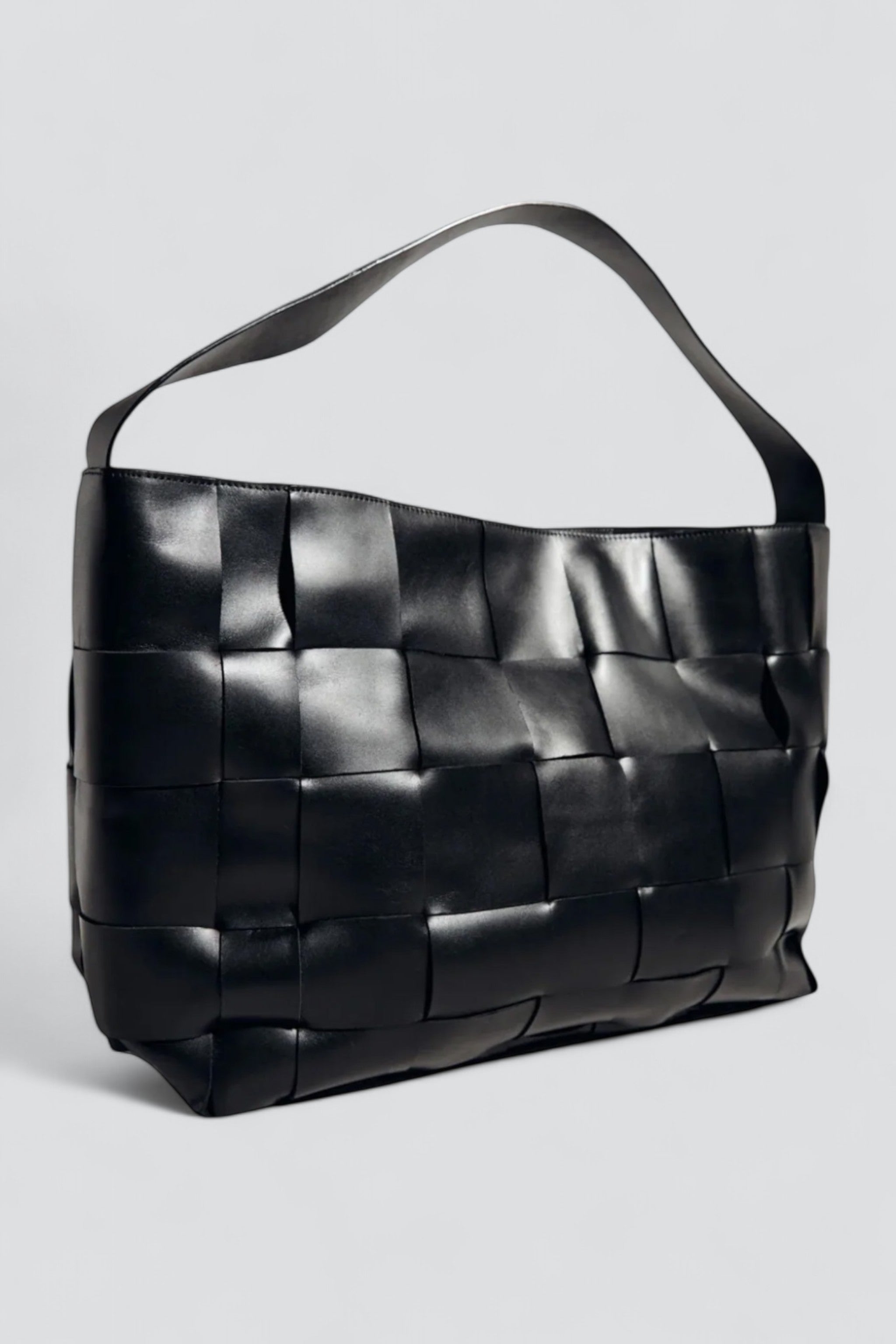Black Woven Large Tote
