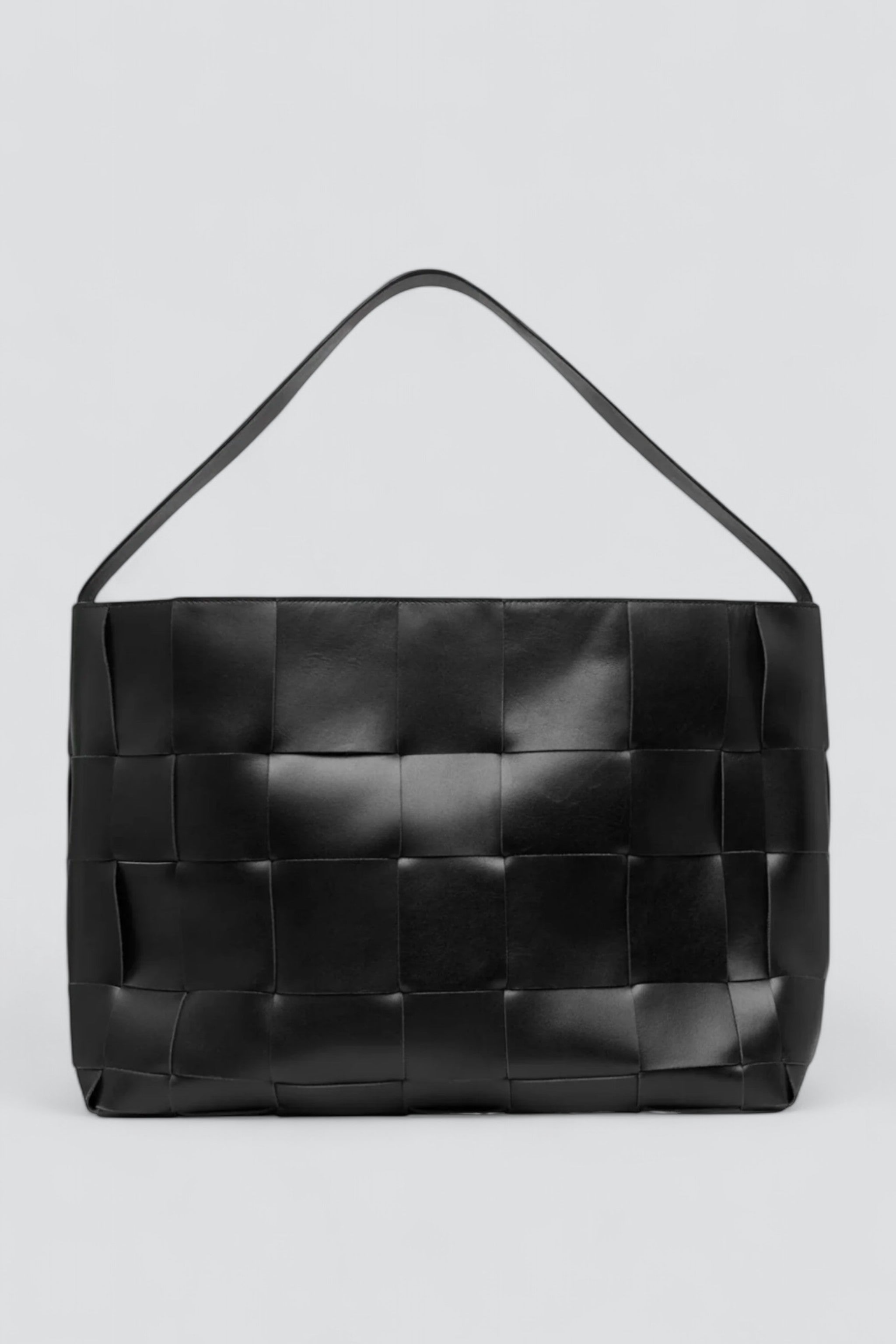 Black Woven Large Tote