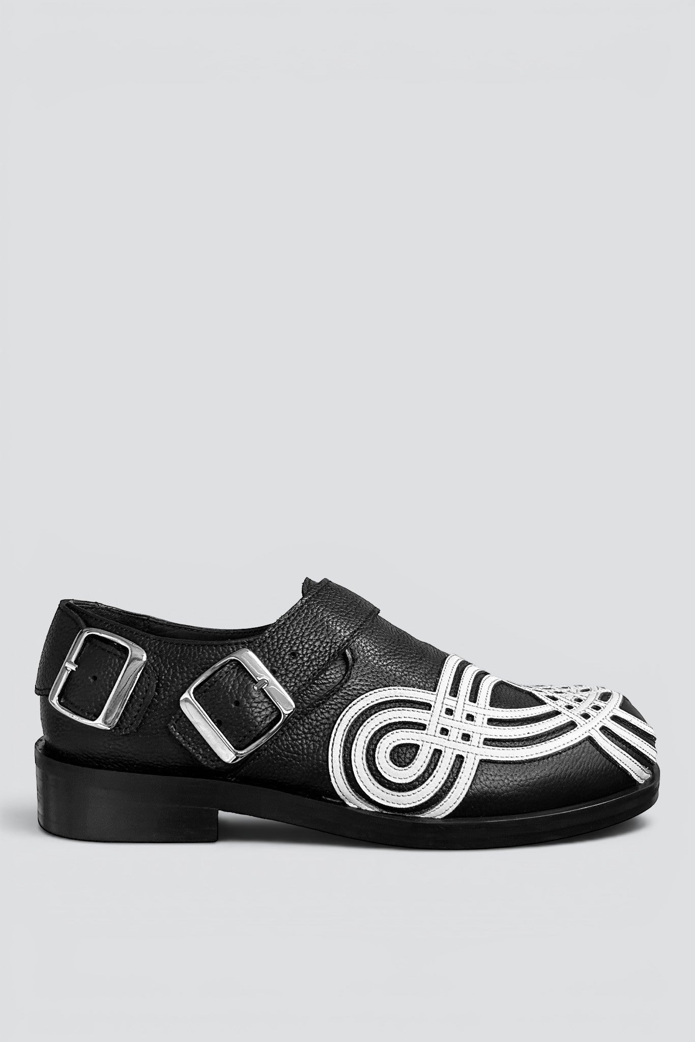 Black/White Leather Braided Biker Derby