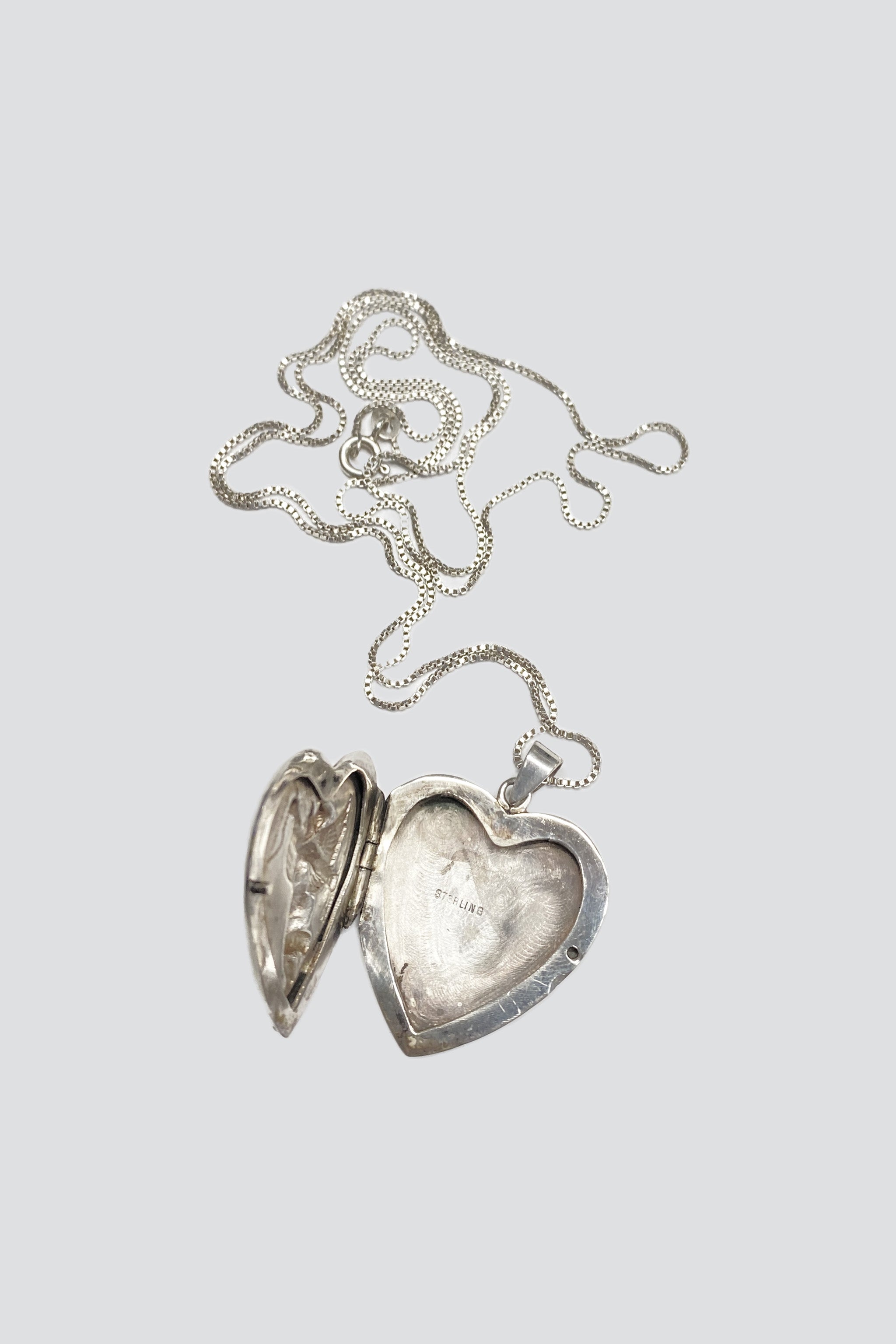 Sterling Silver Angel Baby Heart Necklace