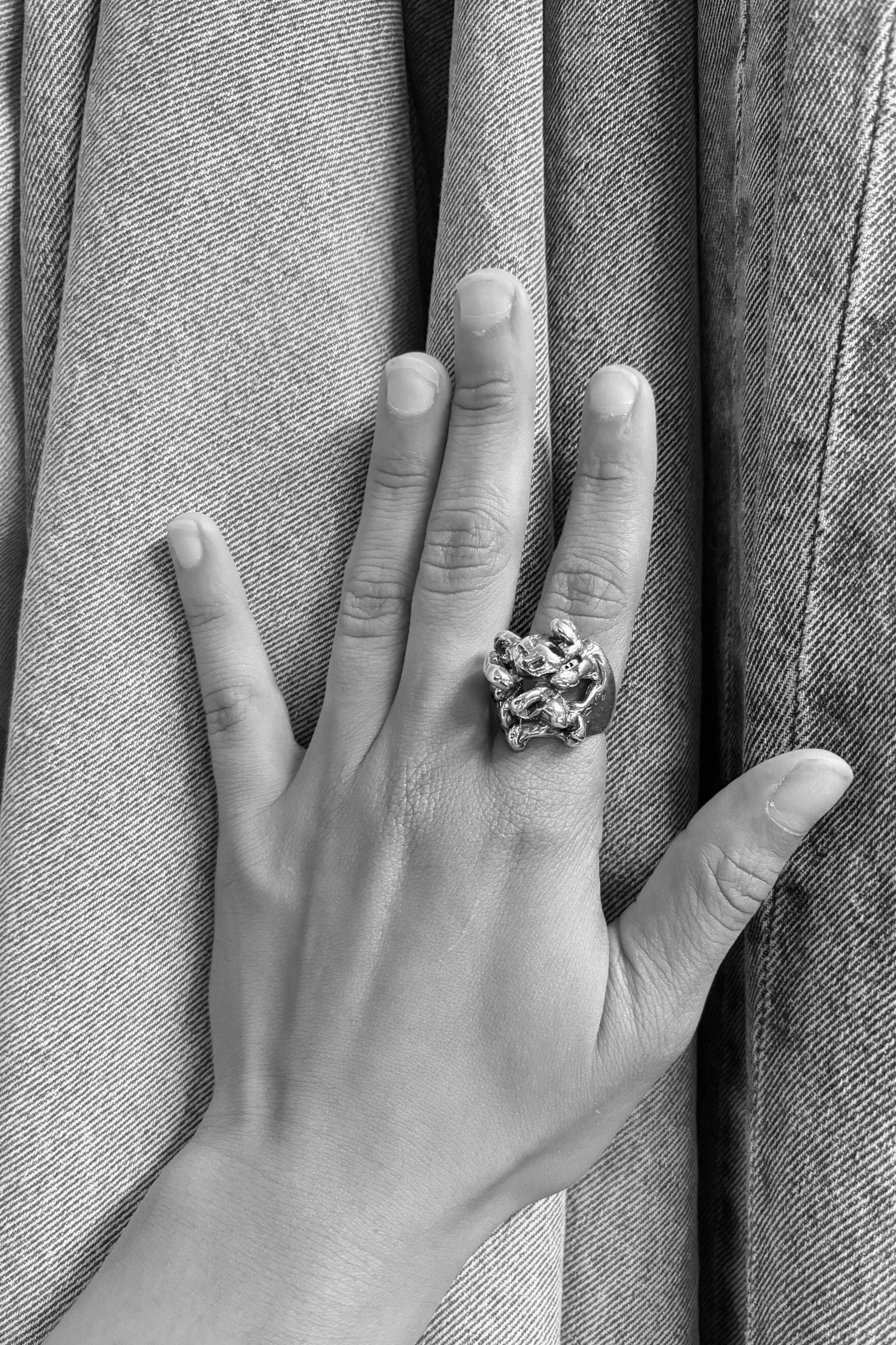 Sterling Silver Brutalist Form Ring