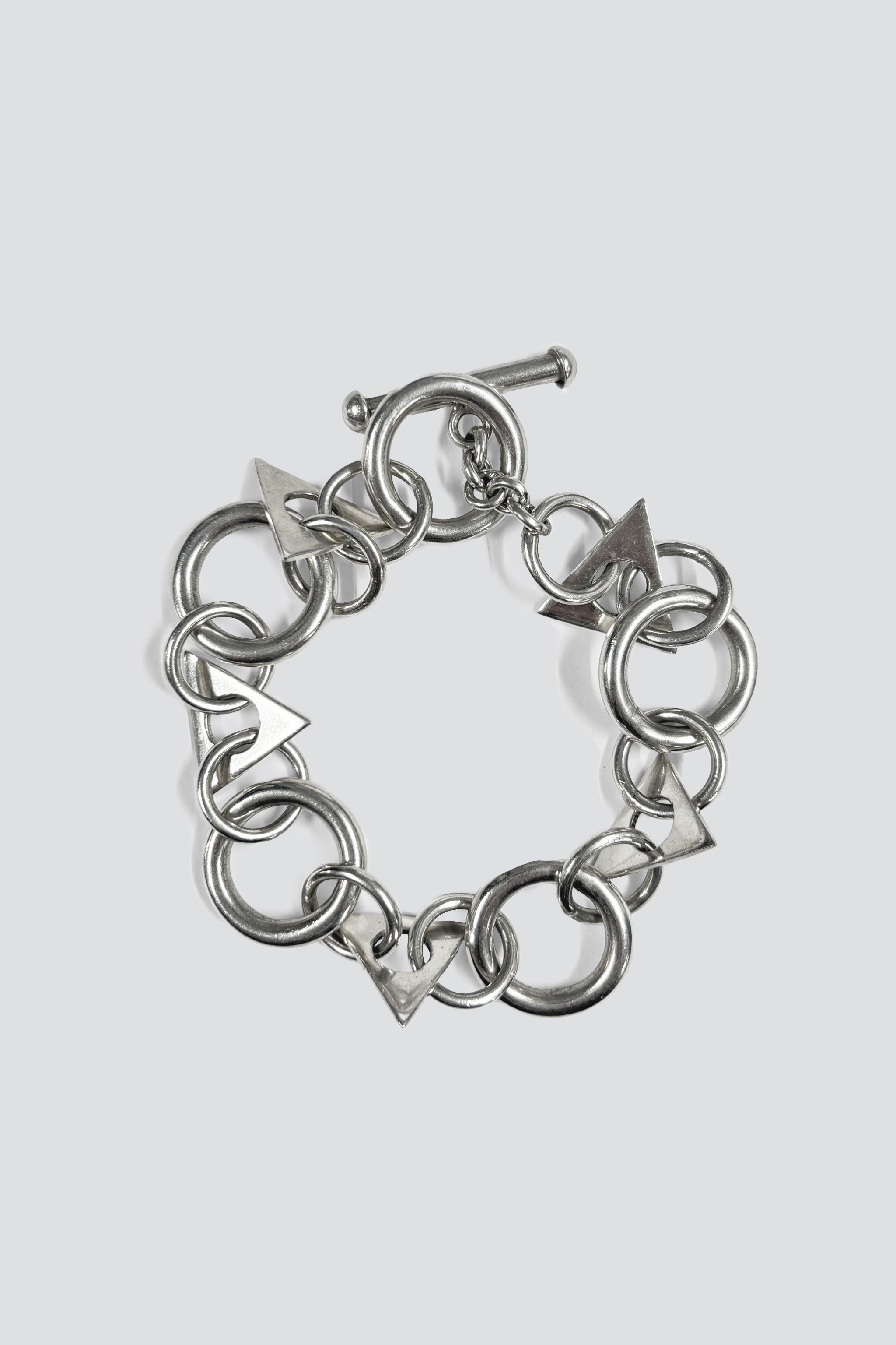 Sterling Silver Circle Triangle Link Bracelet