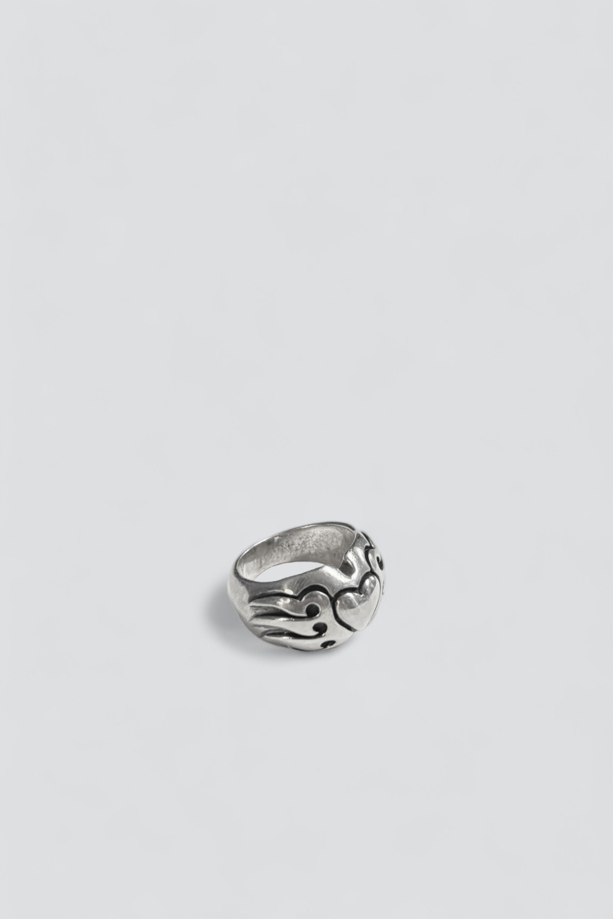 Sterling Silver Etched Heart Ring