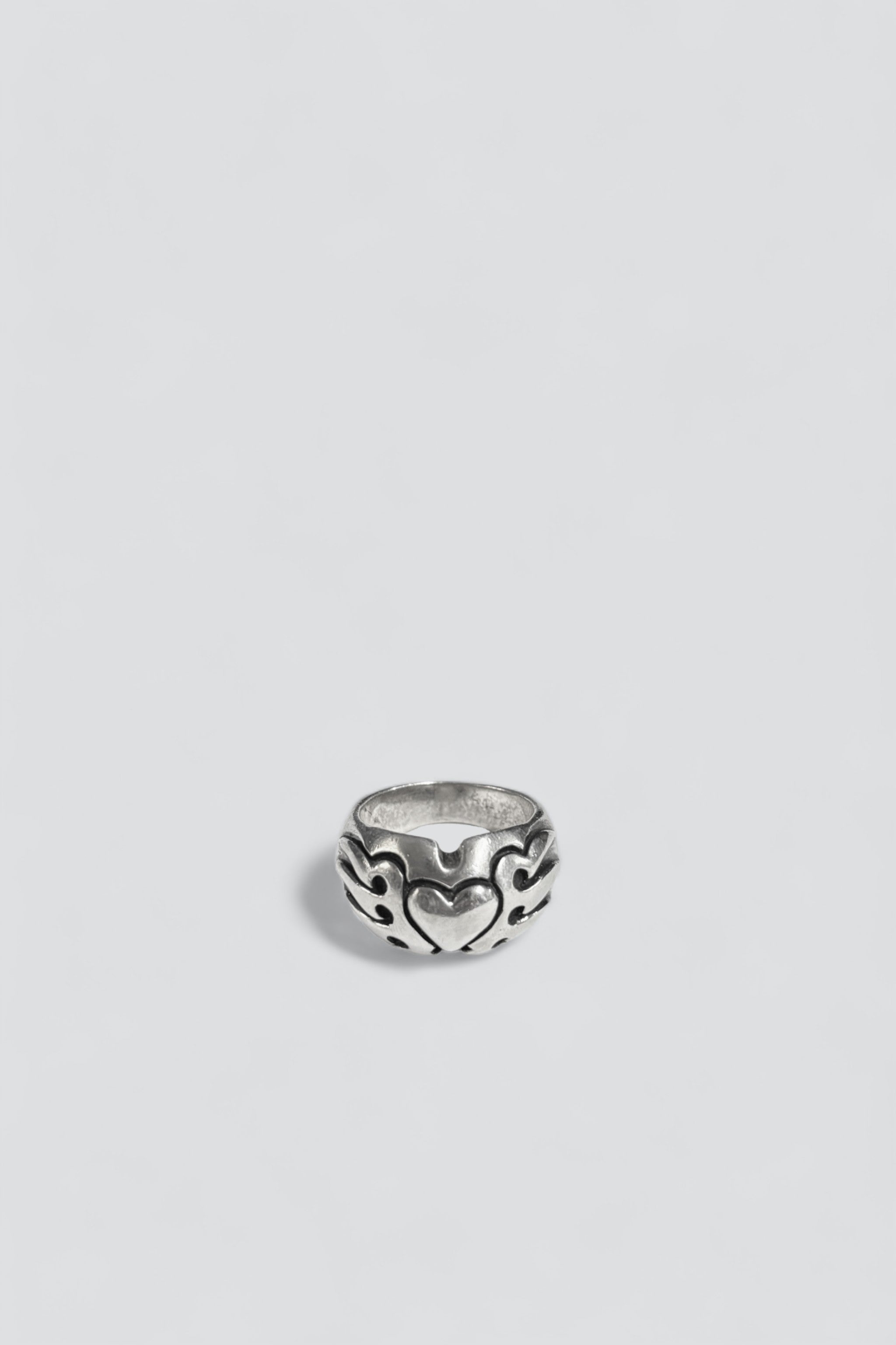 Sterling Silver Etched Heart Ring