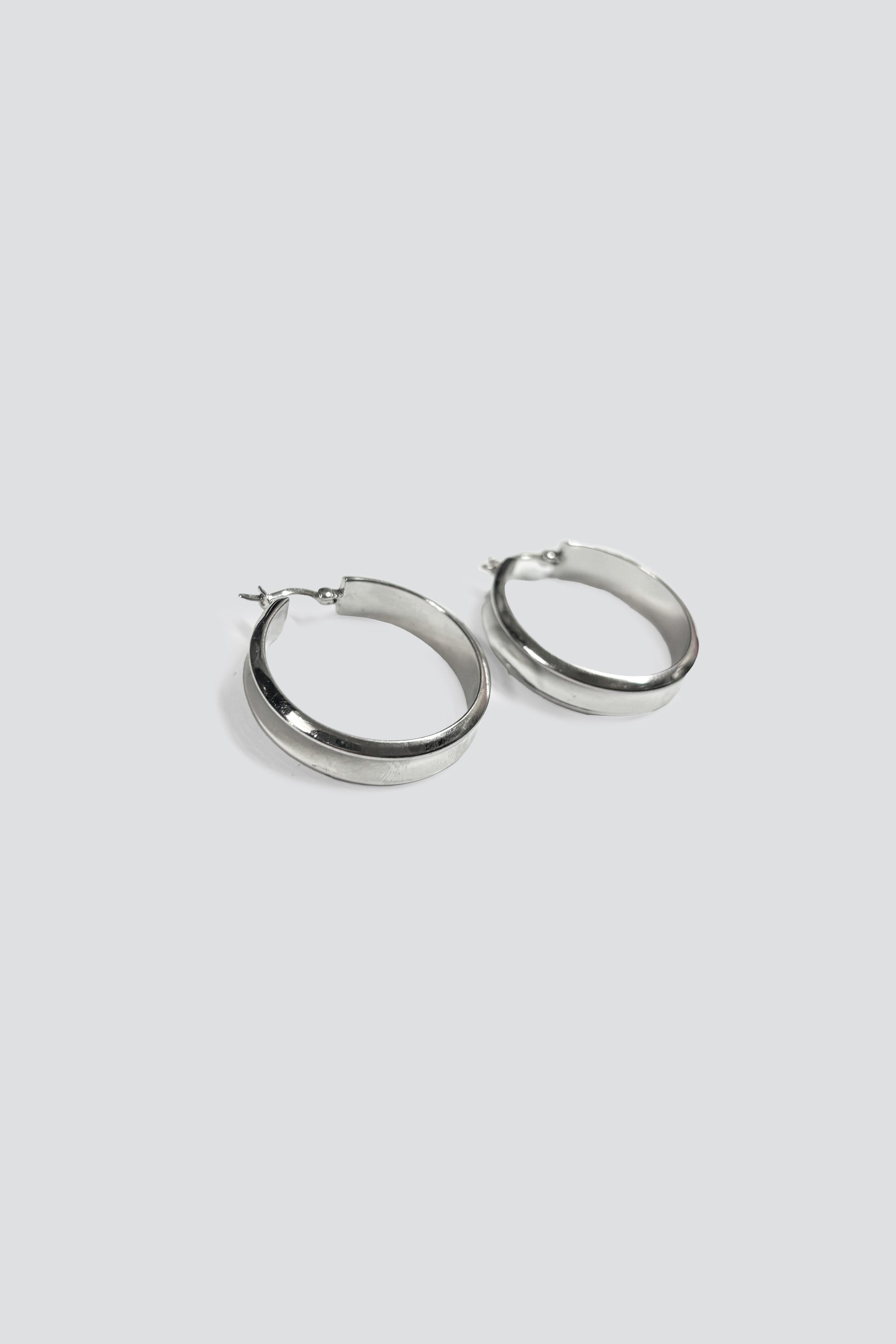 Sterling Silver Flat Classic Hoop Earrings