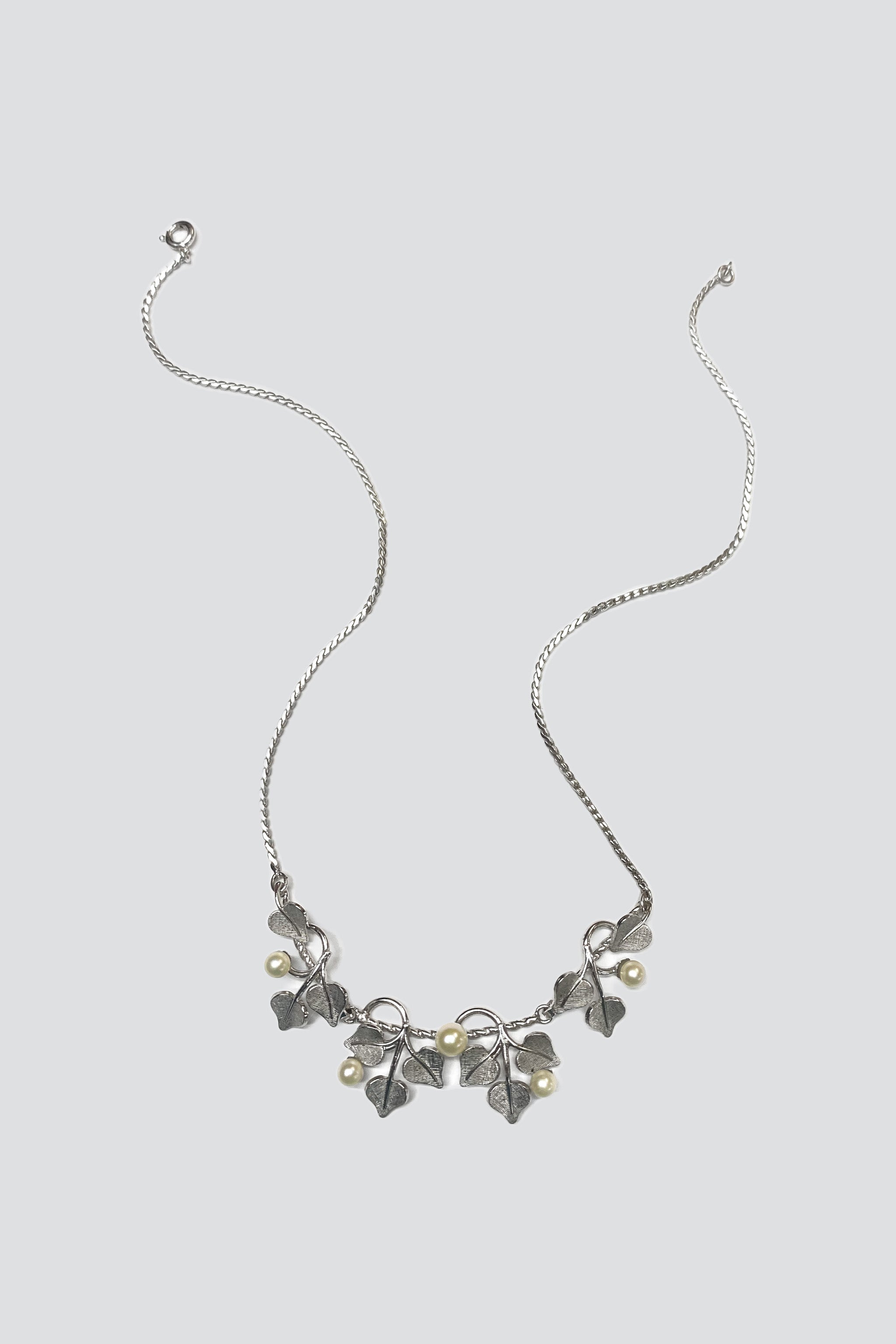 Sterling Silver Flora Pearl Necklace